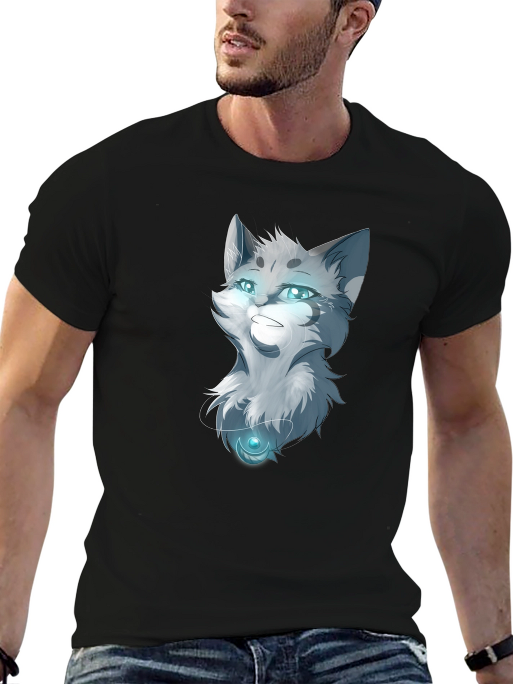 Mystic Cat Graphic Tee - Black Cotton Blend