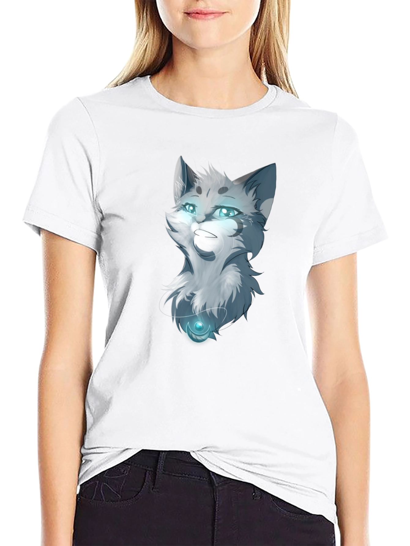 Mystic Cat Graphic Tee - Black Cotton Blend
