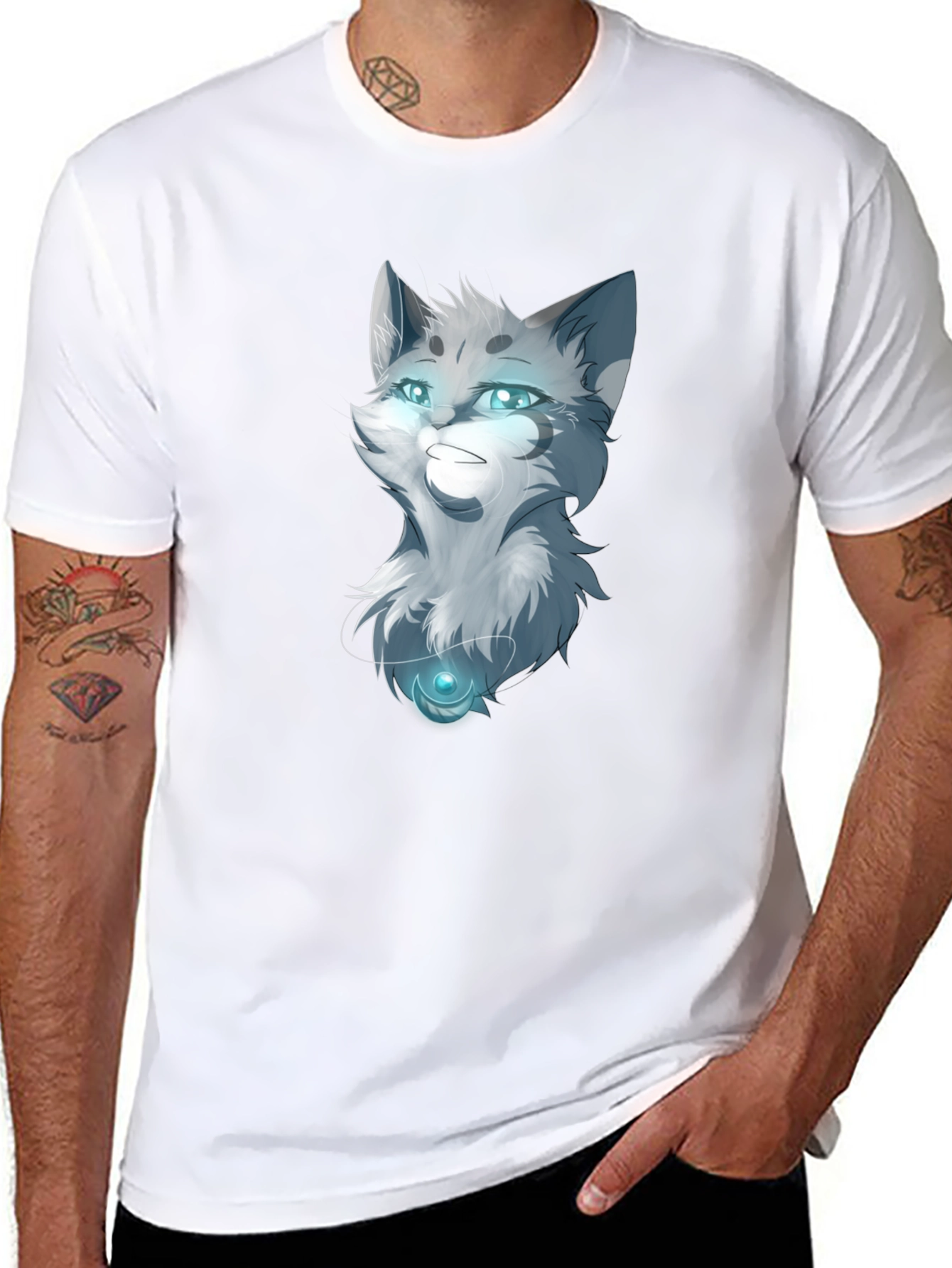 Mystic Cat Graphic Tee - Black Cotton Blend