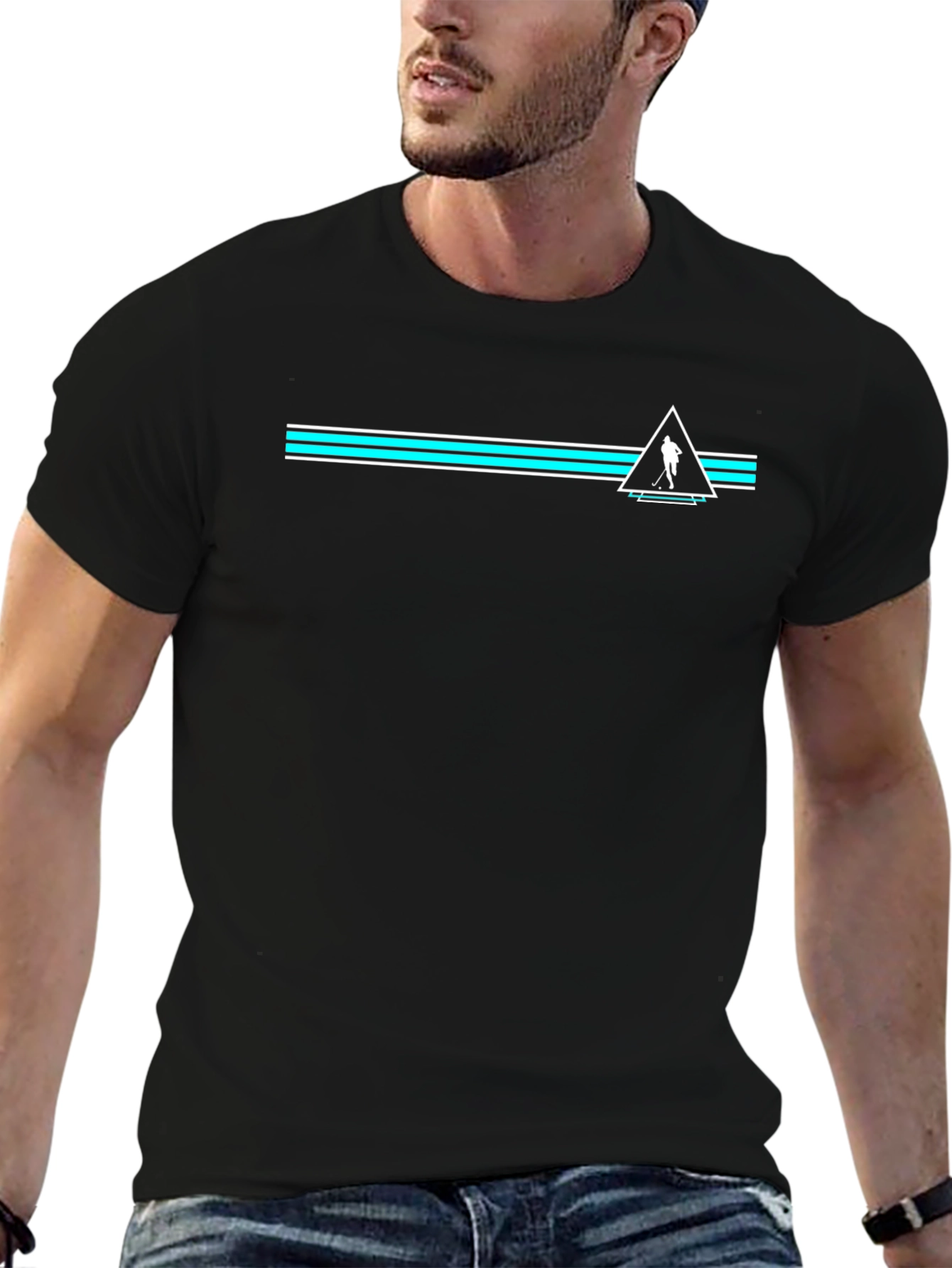 Modern Golf Tee - Black Cotton Blend with Geometric Design