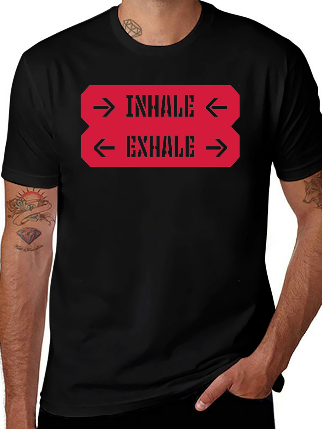 Inhale Exhale Graphic Tee - Black