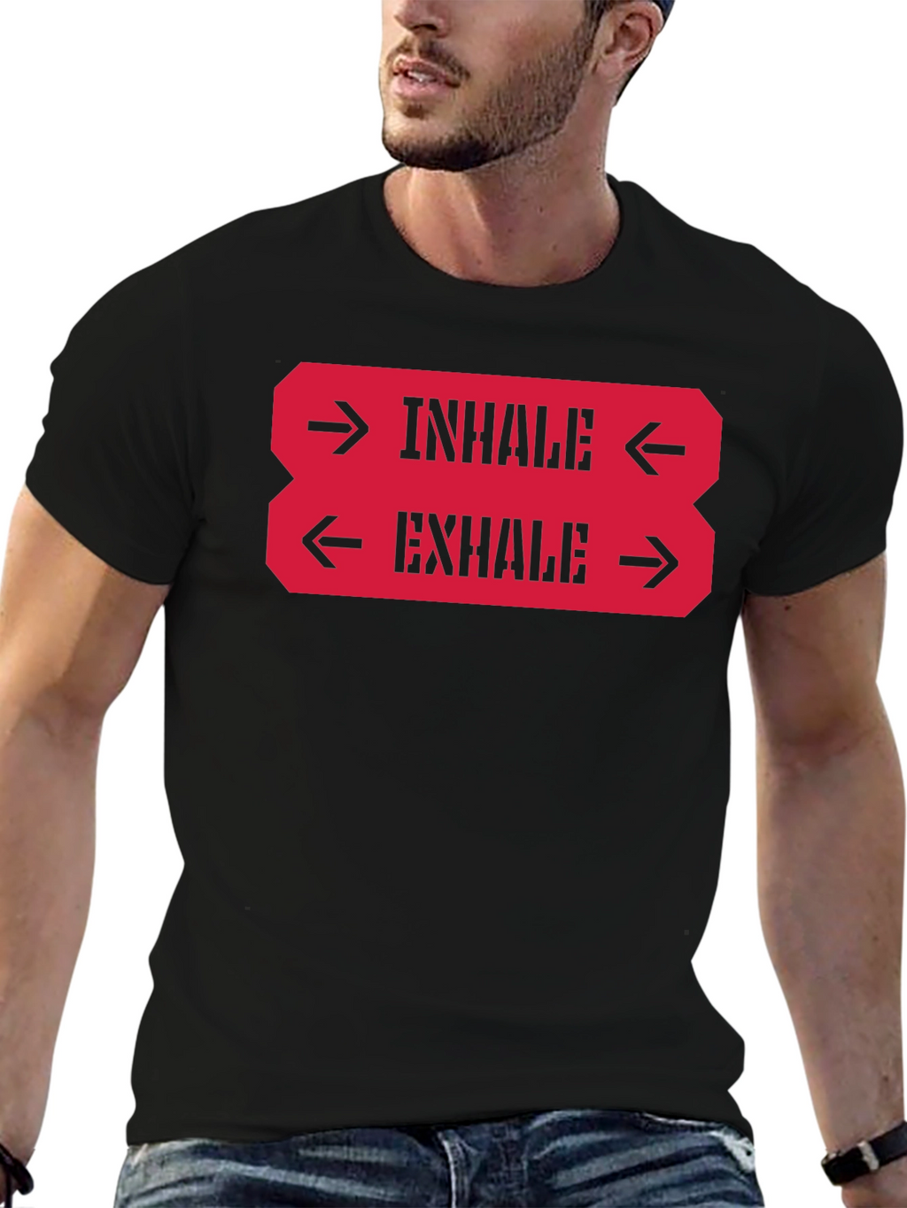 Inhale Exhale Graphic Tee - Black
