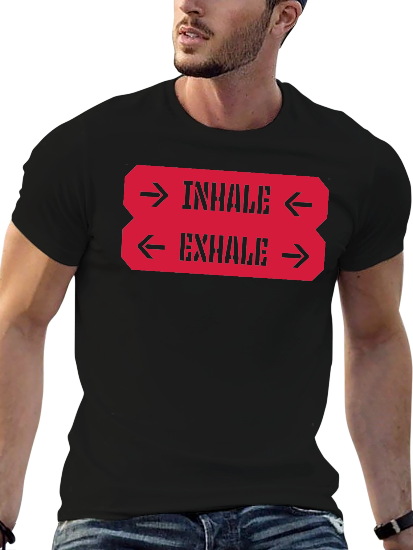 Inhale Exhale Graphic Tee - Black