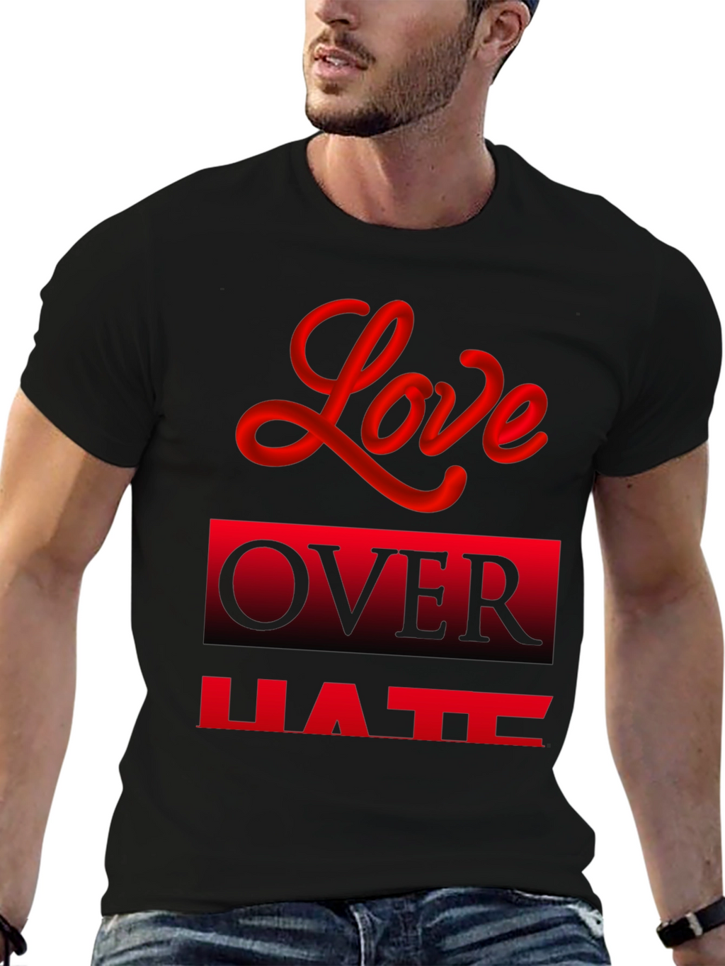 Love Over Hate Graphic Tee - Black