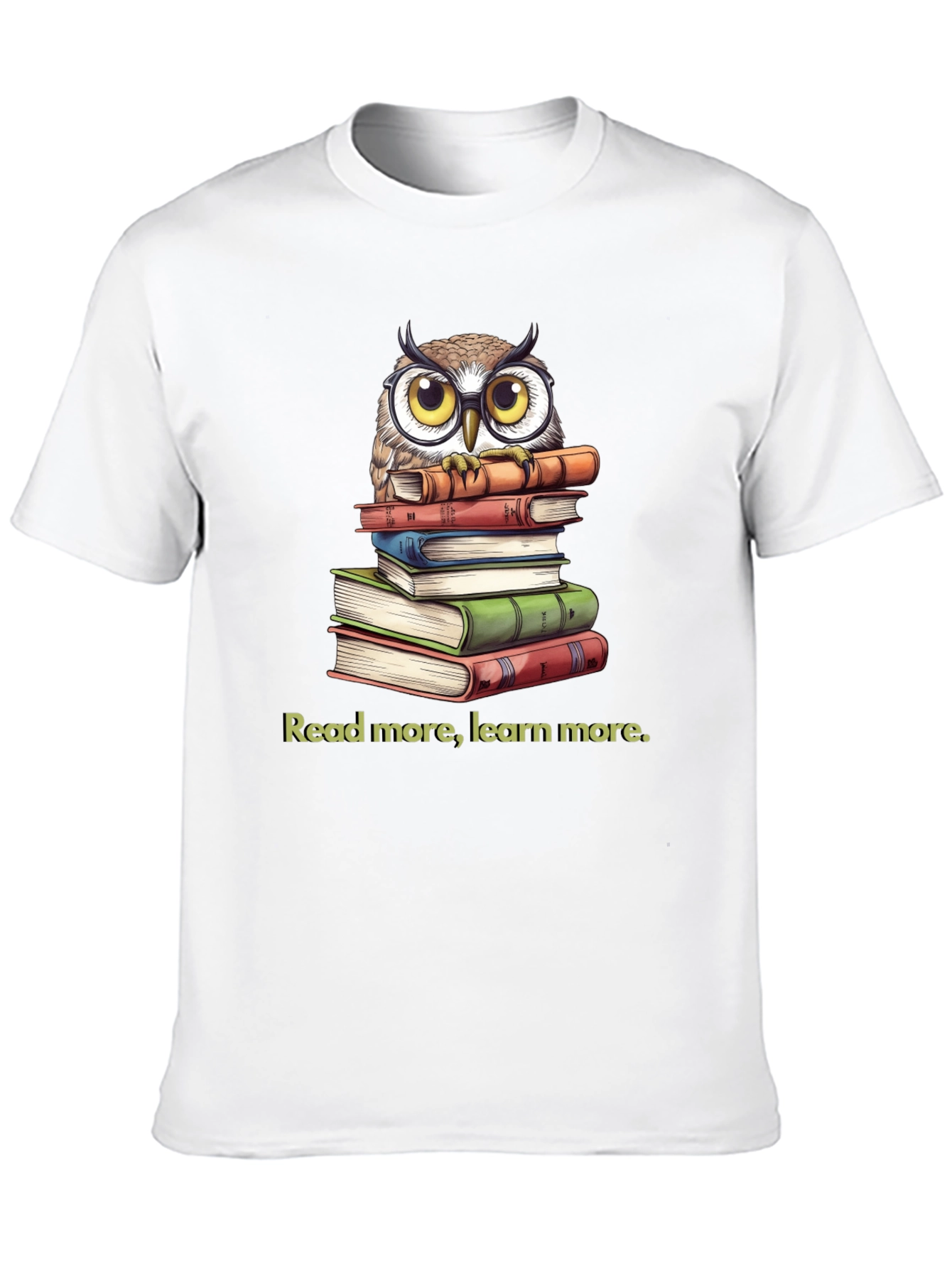 Owl on Books T-Shirt: Read More Learn More