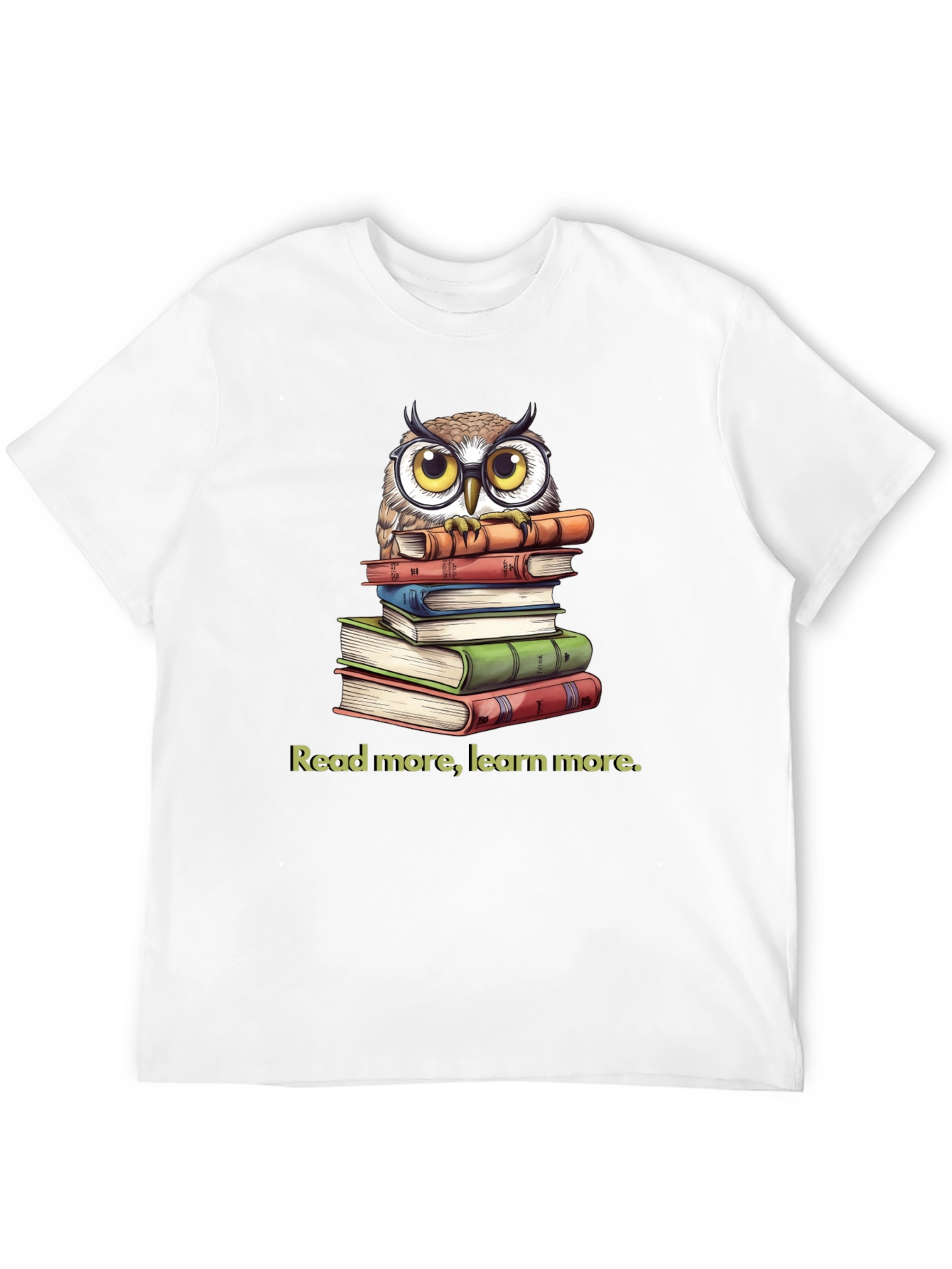 Owl on Books T-Shirt: Read More Learn More