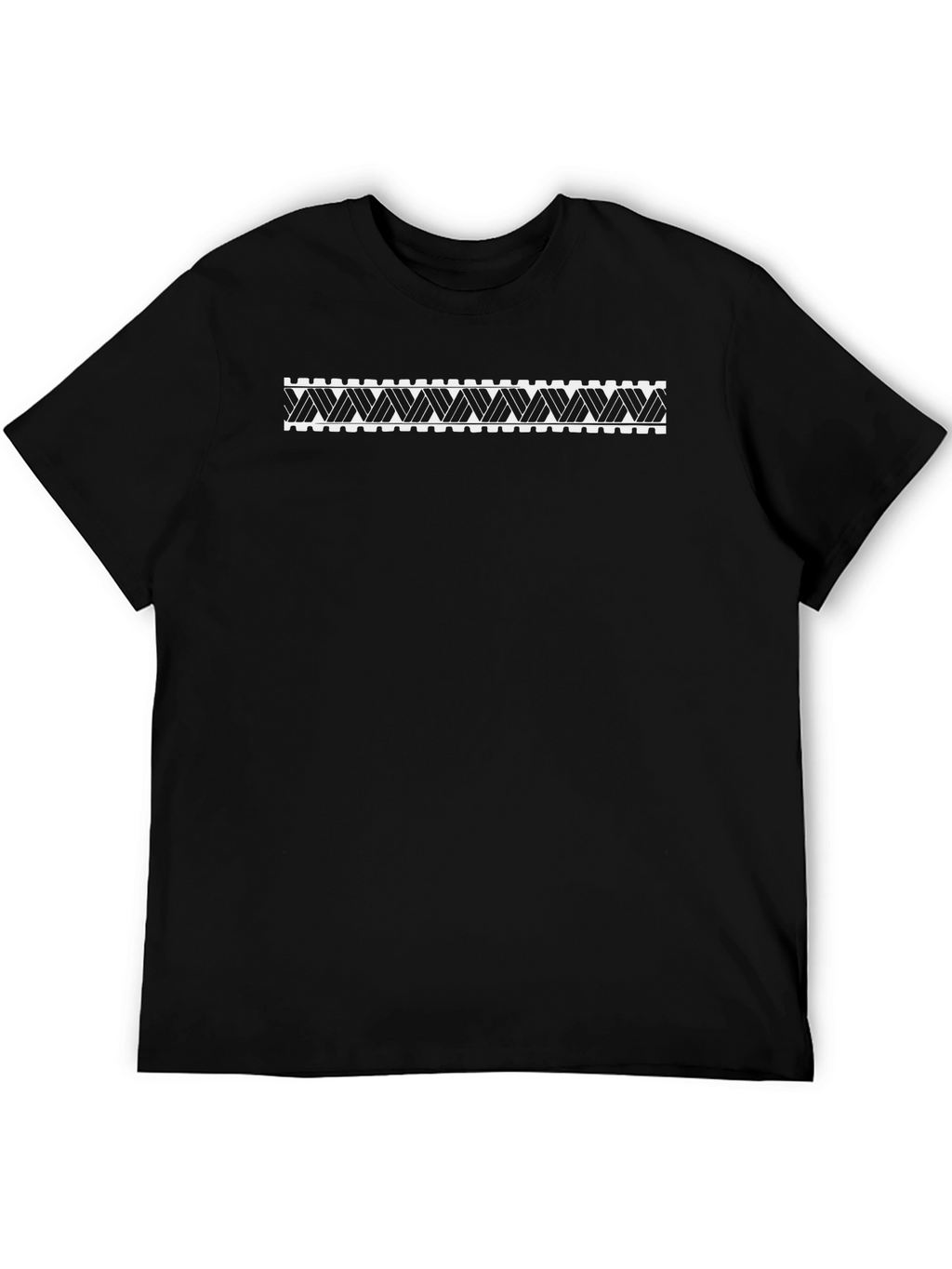 Black Tee with Geometric Woven Pattern