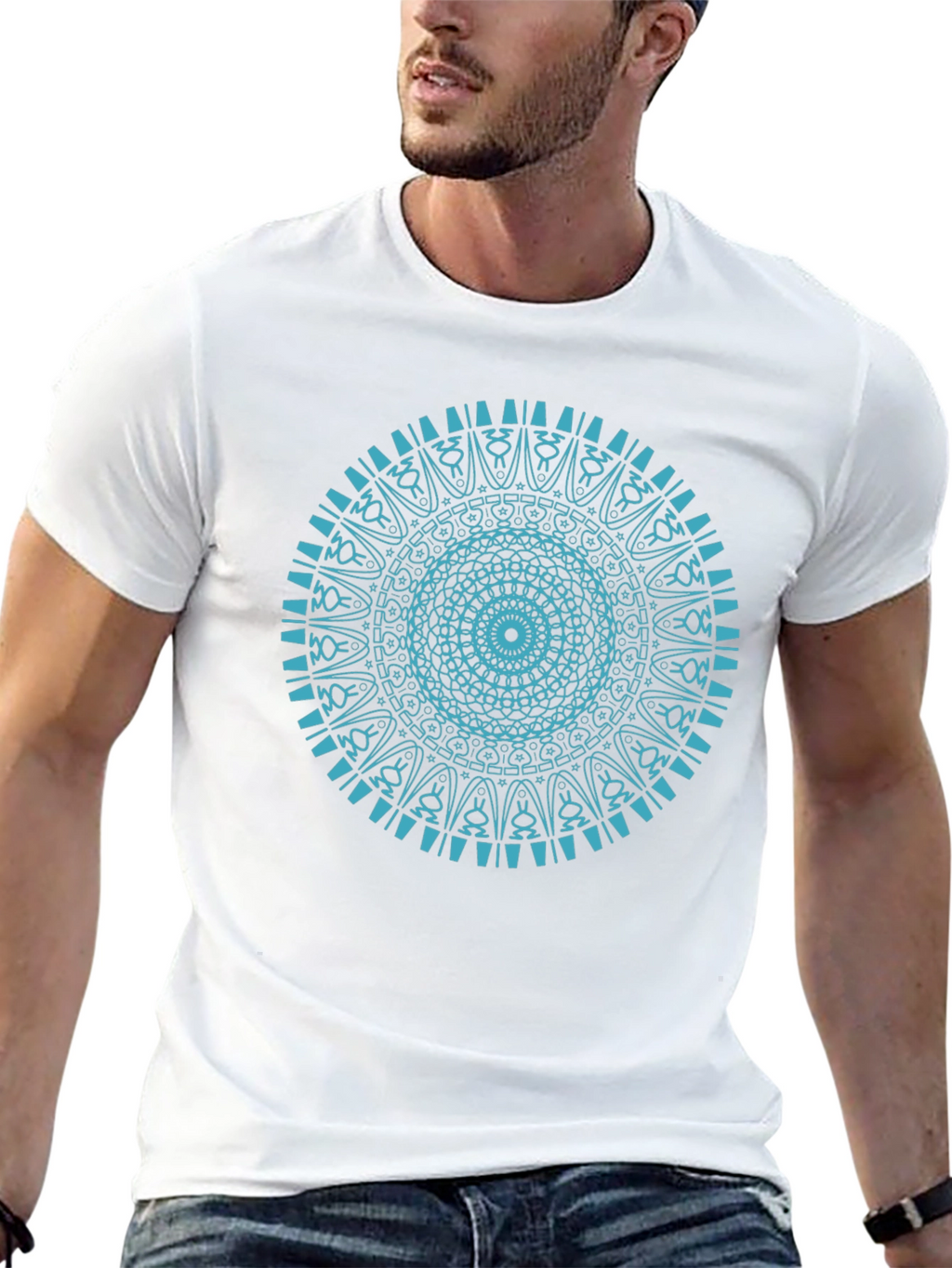 Mandala Print Black T-Shirt