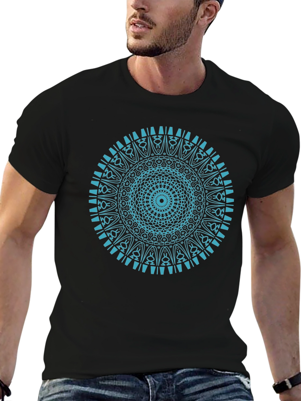 Mandala Print Black T-Shirt
