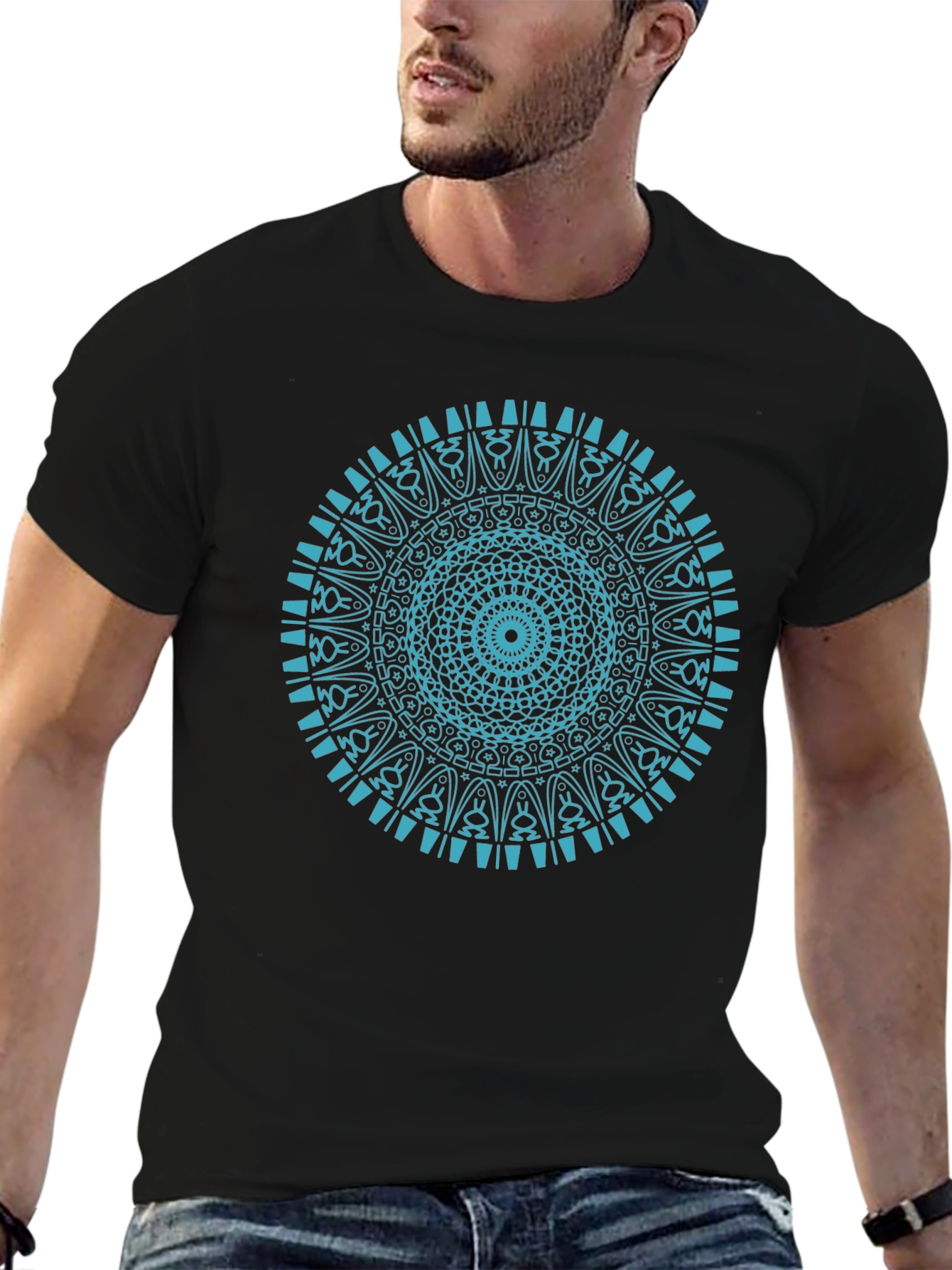 Mandala Print Black T-Shirt