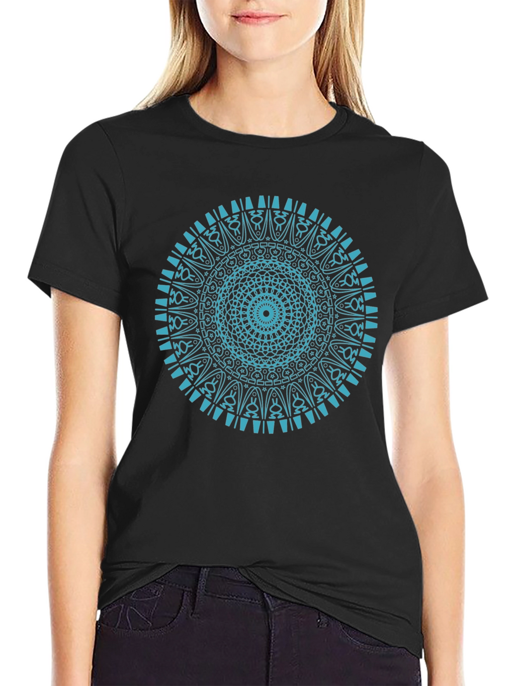 Mandala Print Black T-Shirt
