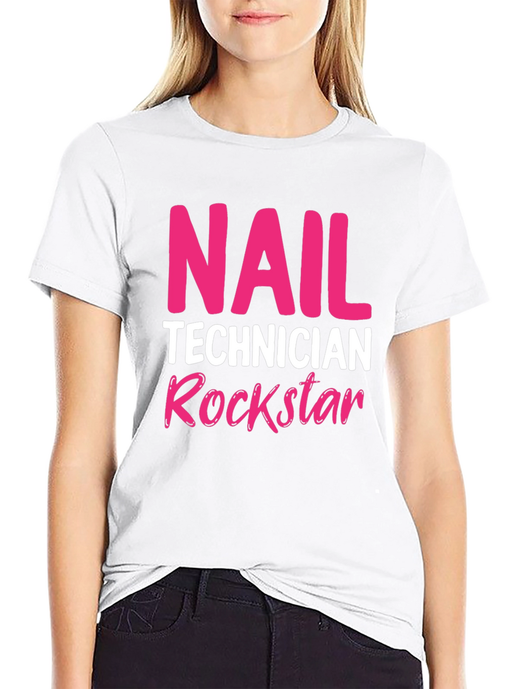 Nail Technician Rockstar T-Shirt - Black Crew Neck
