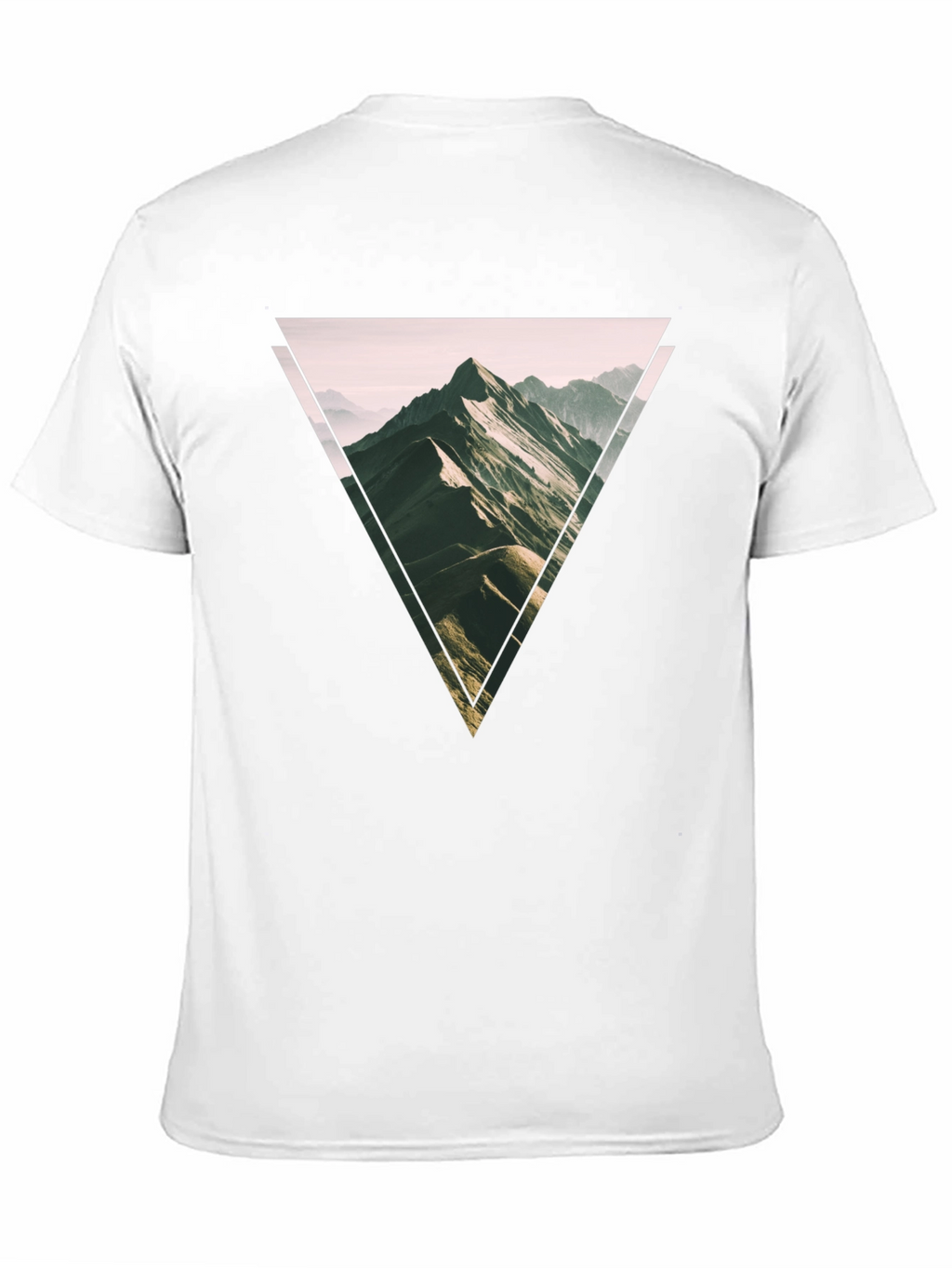 Geometric Mountain Scene Graphic Tee - Black