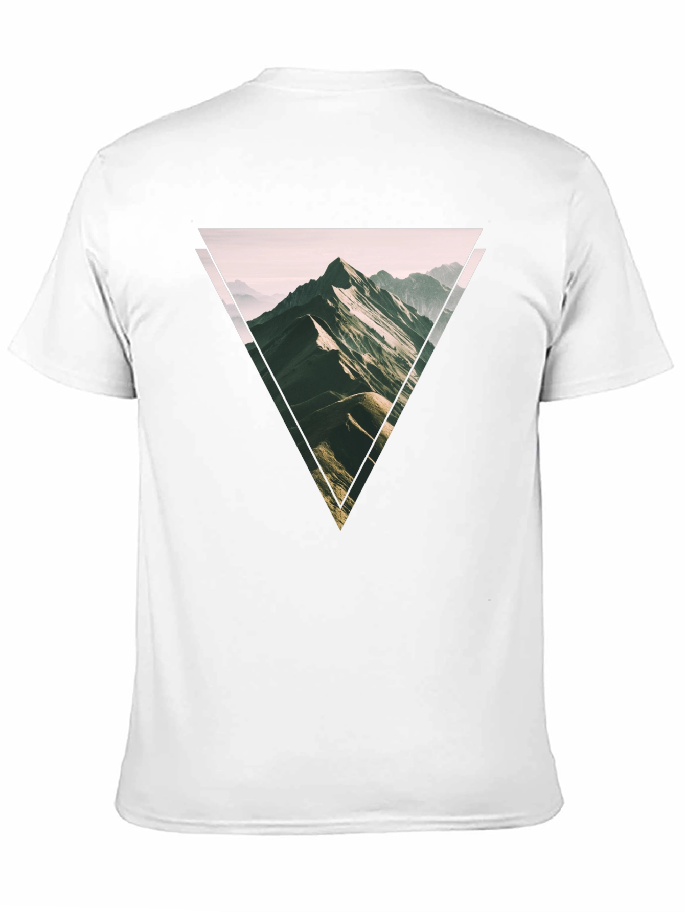 Geometric Mountain Scene Graphic Tee - Black
