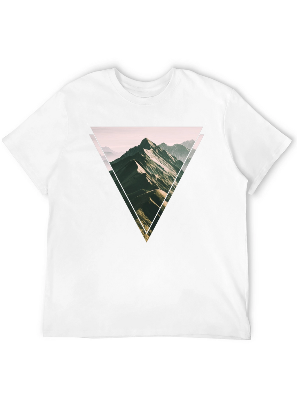 Geometric Mountain Scene Graphic Tee - Black