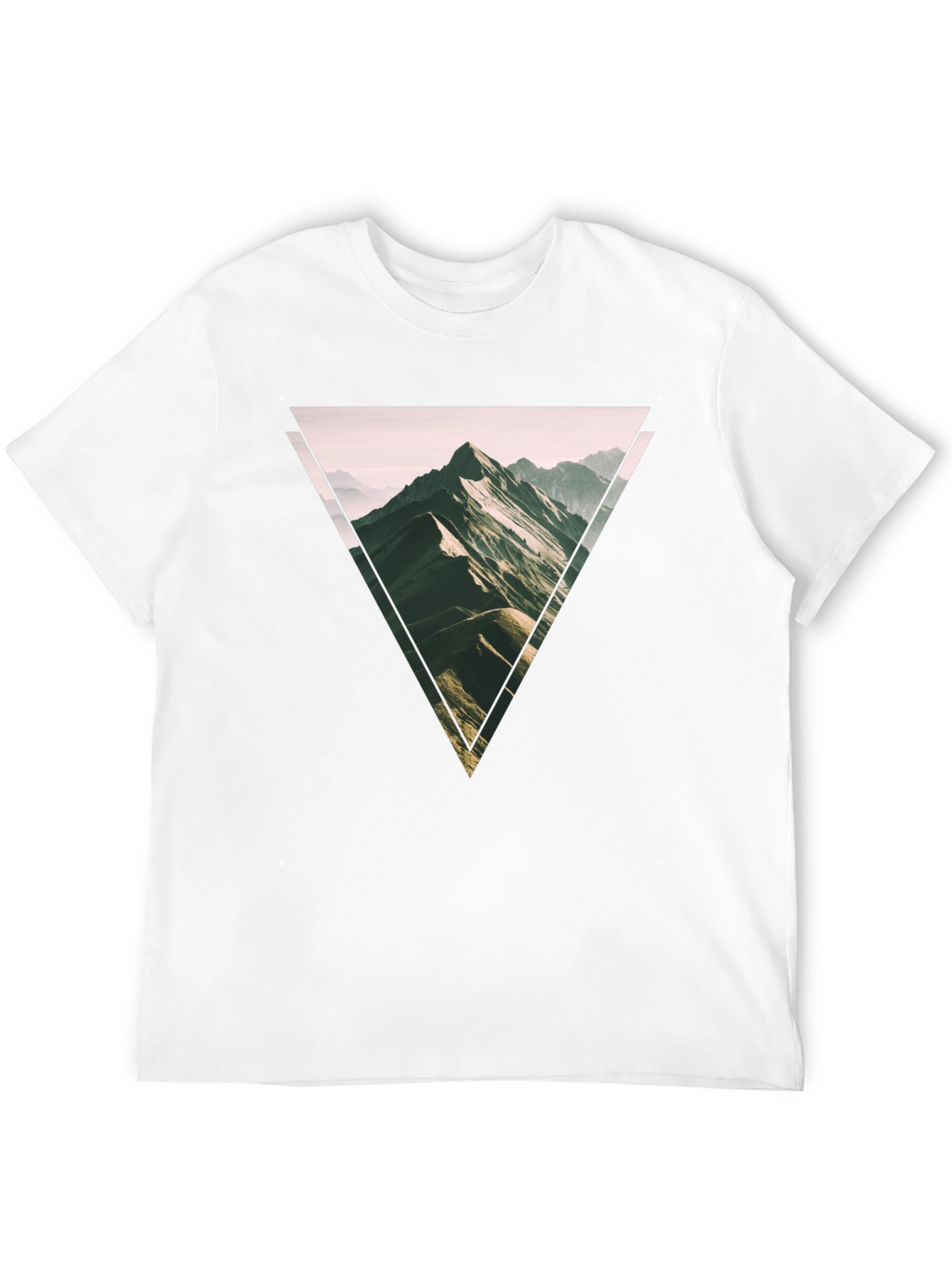 Geometric Mountain Scene Graphic Tee - Black