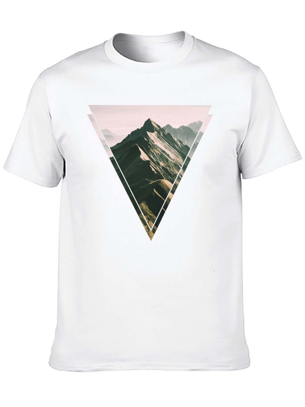 Geometric Mountain Scene Graphic Tee - Black