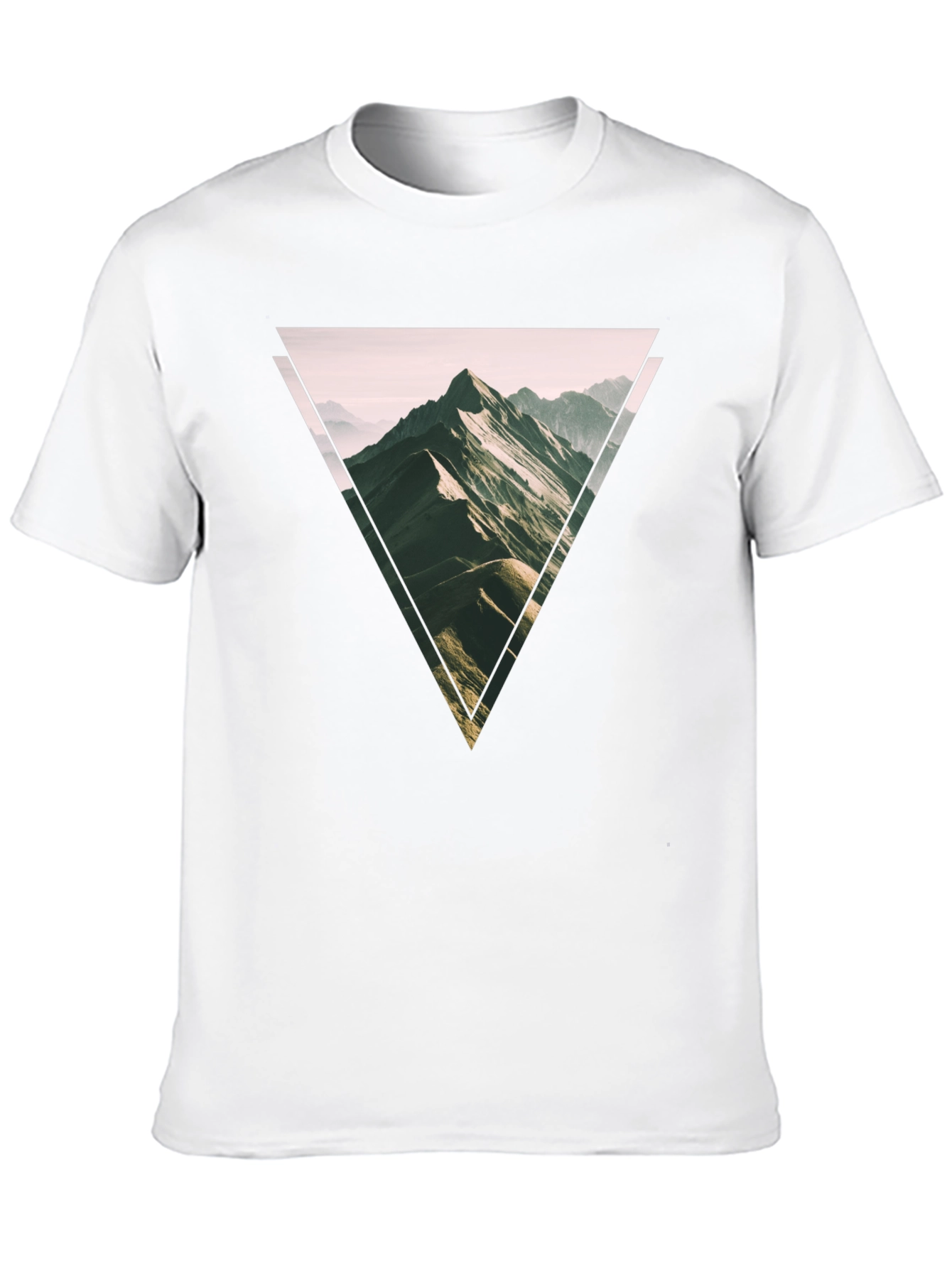 Geometric Mountain Scene Graphic Tee - Black