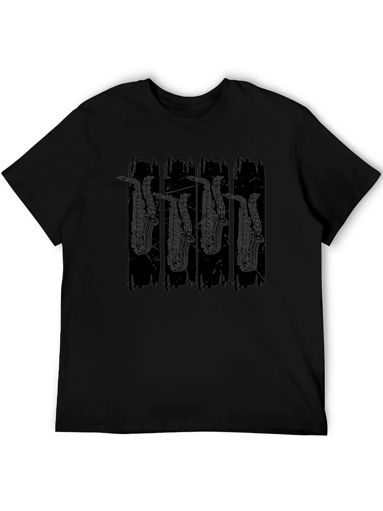 Saxophone Graphic Print Black T-Shirt