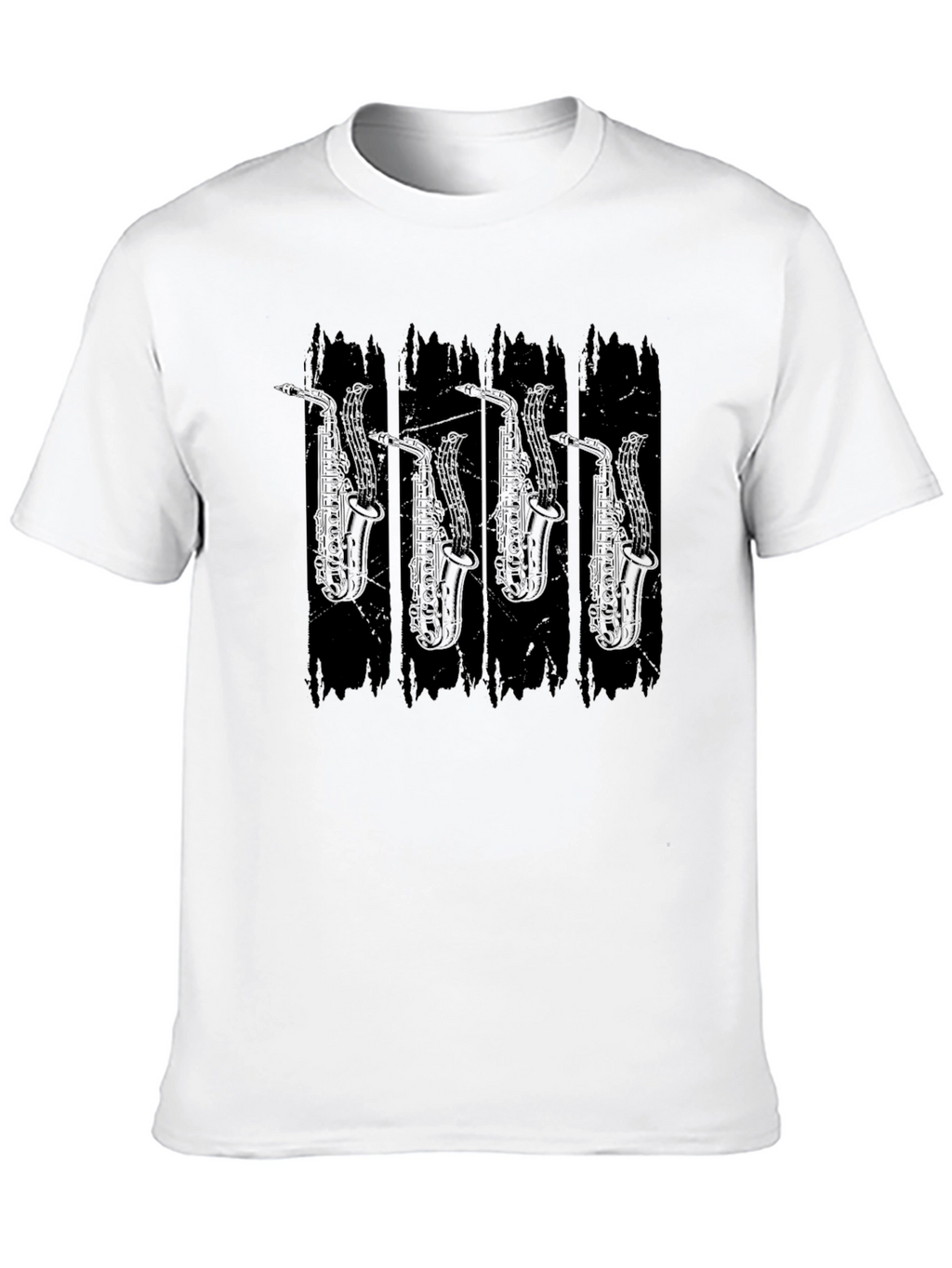 Saxophone Graphic Print Black T-Shirt