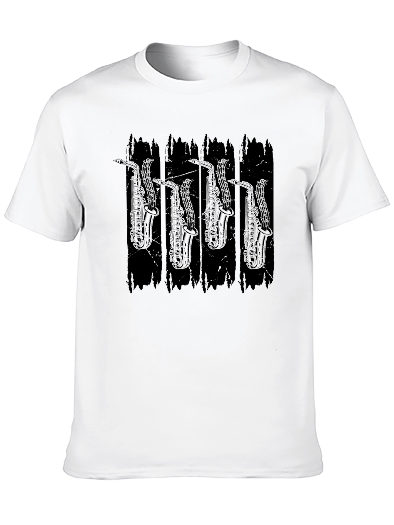 Saxophone Graphic Print Black T-Shirt