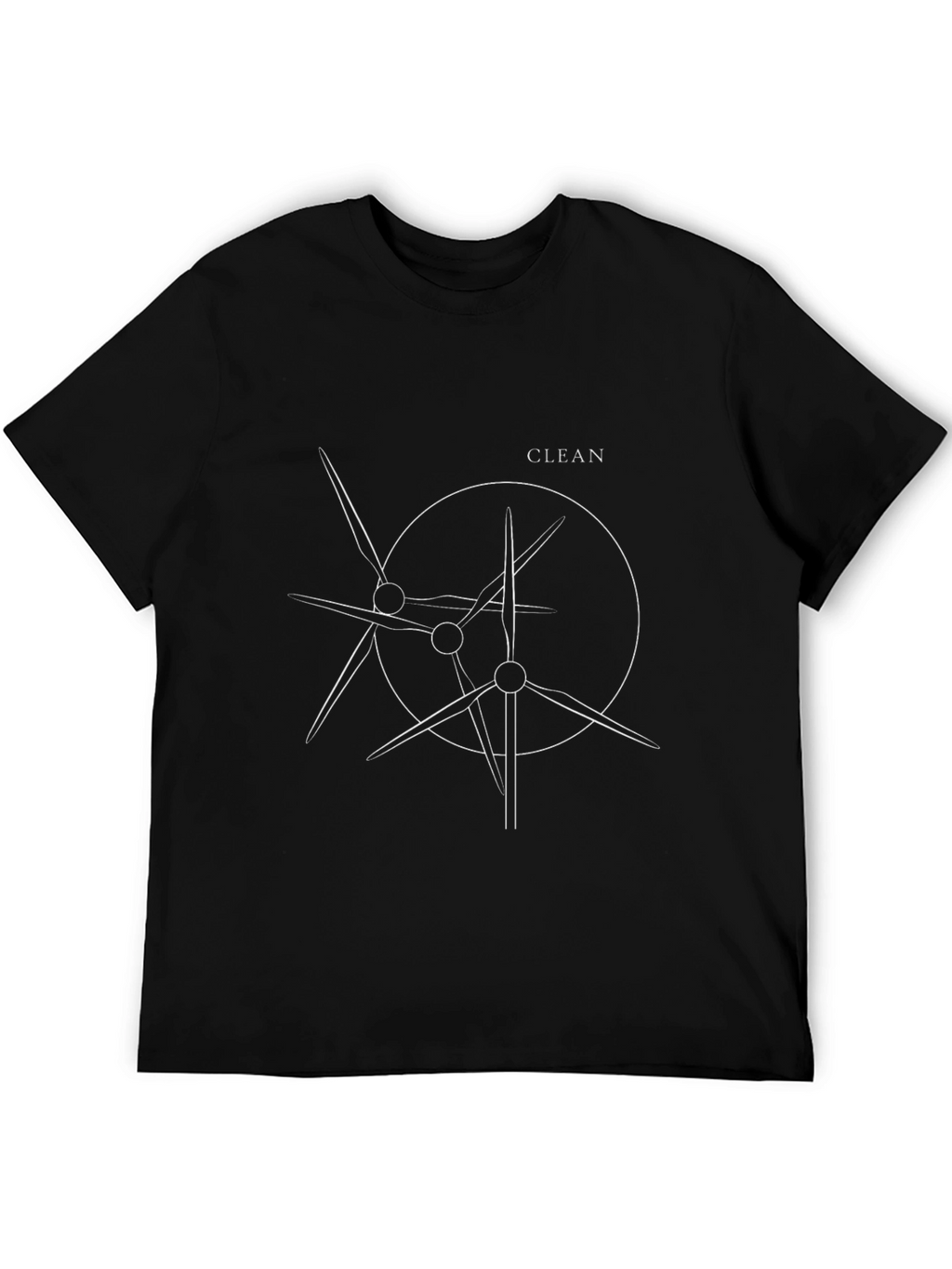 Modern Clean Wind Turbine Graphic Tee - Black