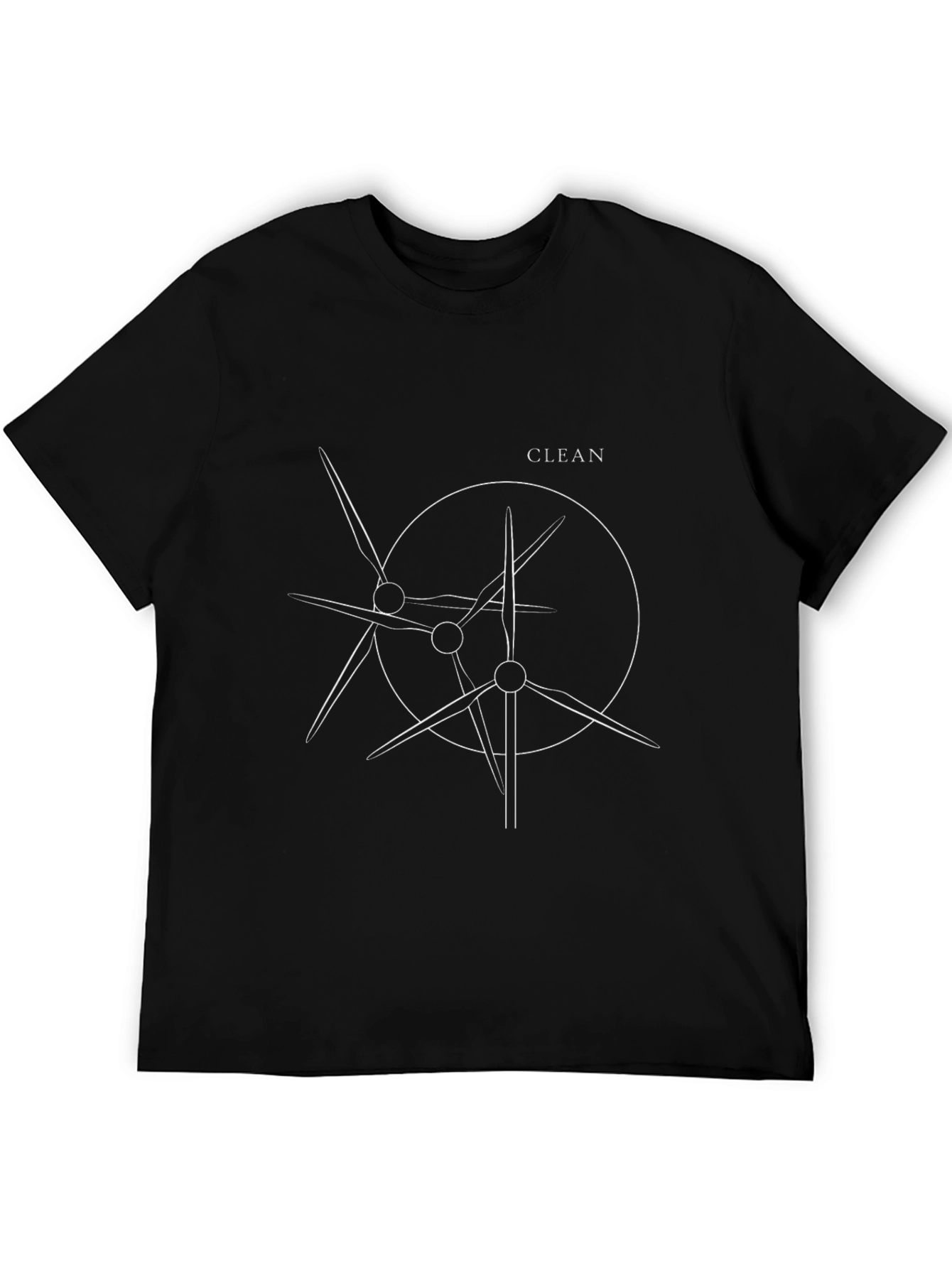 Modern Clean Wind Turbine Graphic Tee - Black