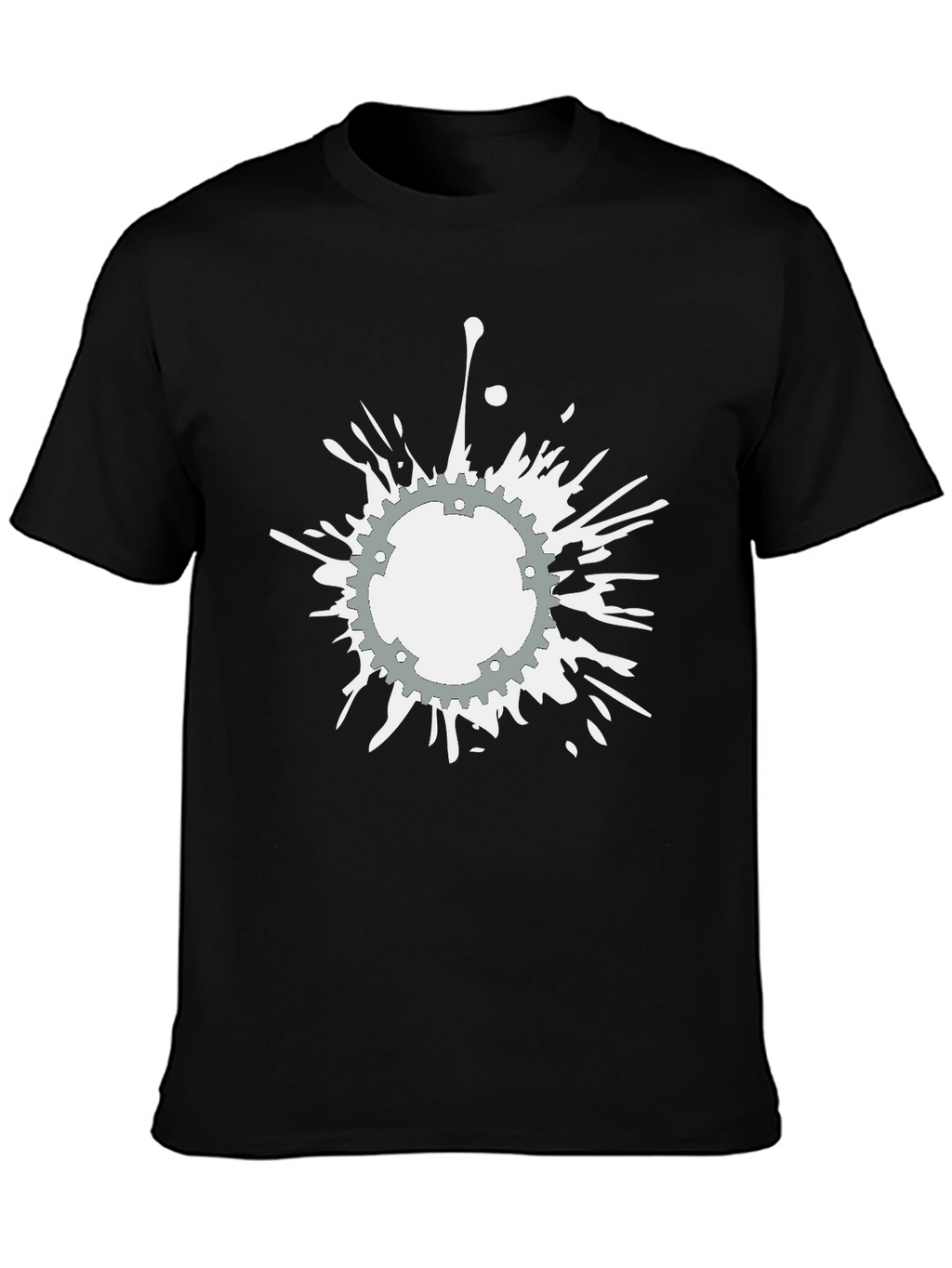 Black Graphic Tee - Gear Splatter Design