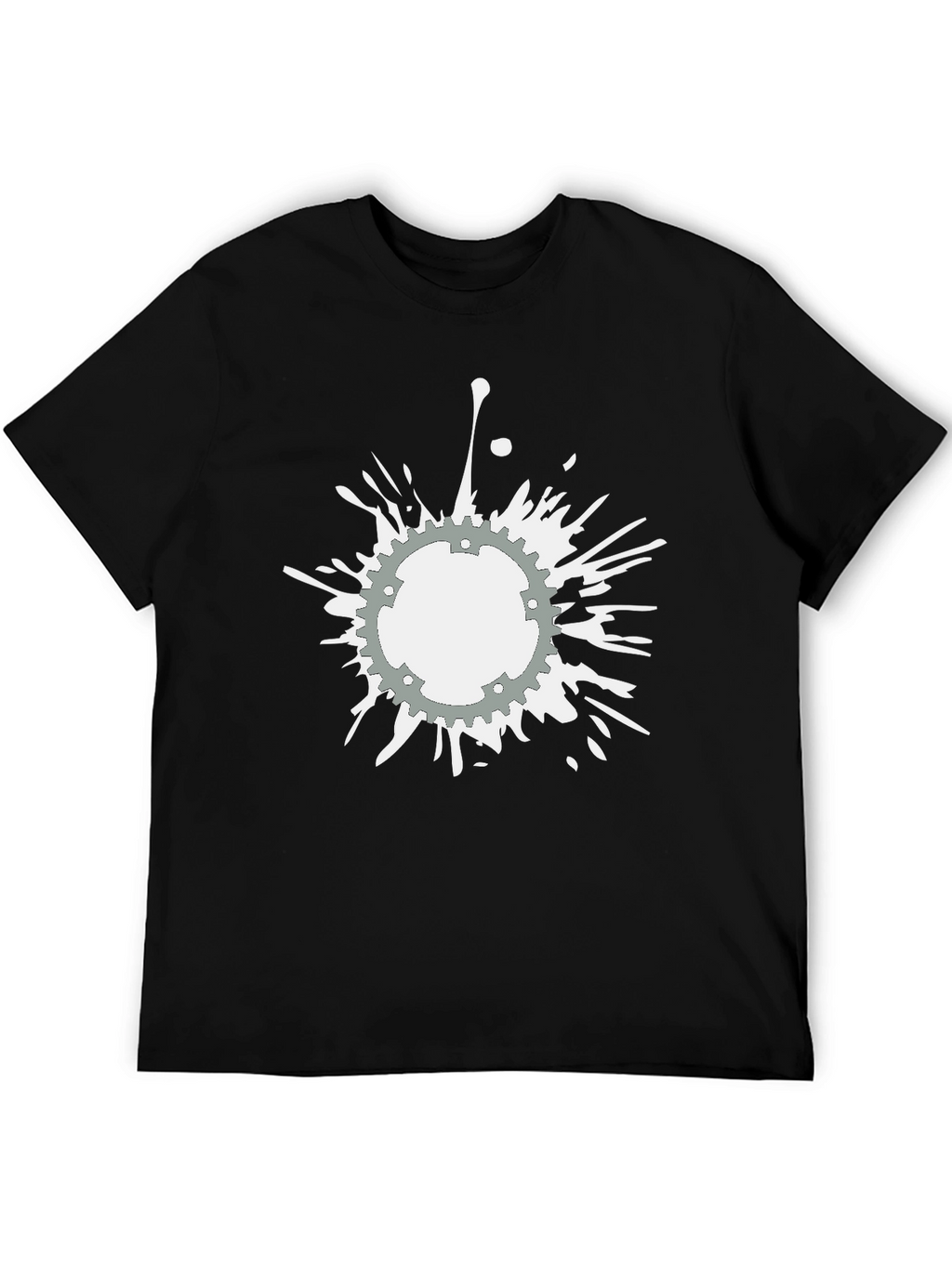 Black Graphic Tee - Gear Splatter Design