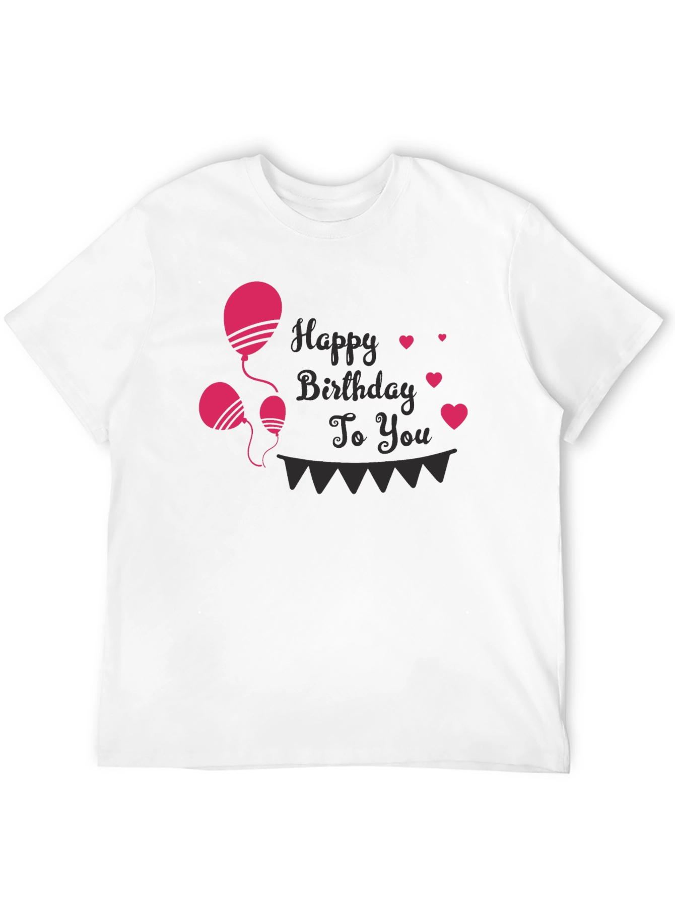 Happy Birthday T-Shirt - Balloons & Hearts