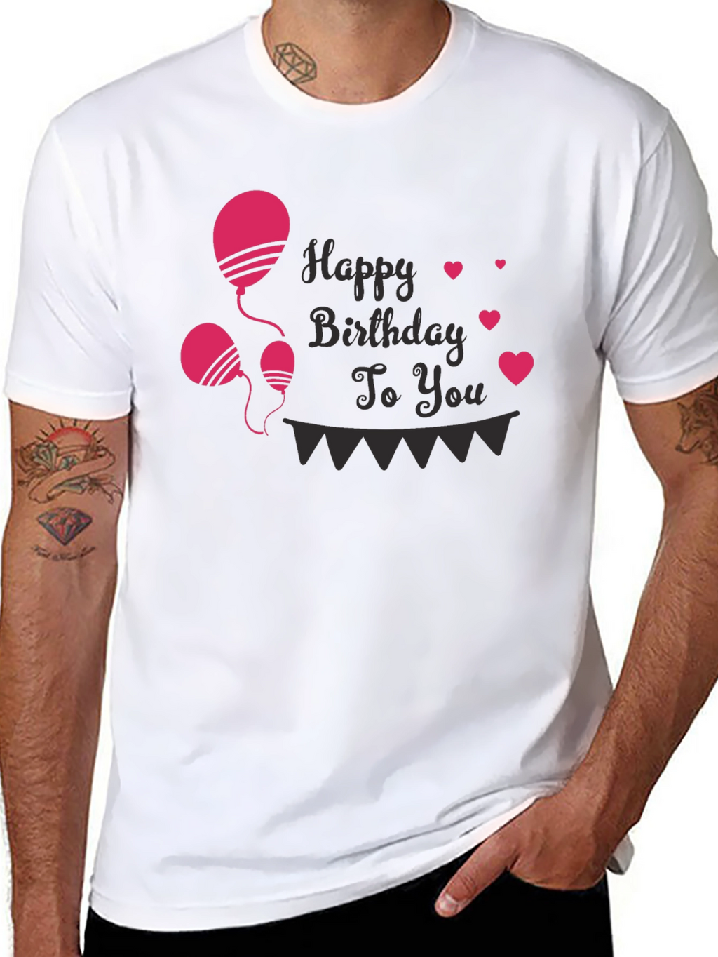 Happy Birthday T-Shirt - Balloons & Hearts