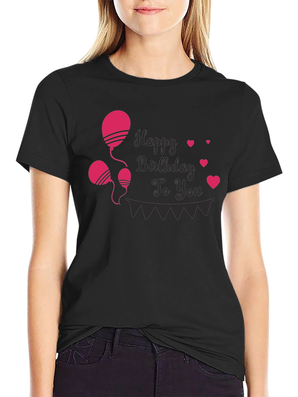 Happy Birthday T-Shirt - Balloons & Hearts