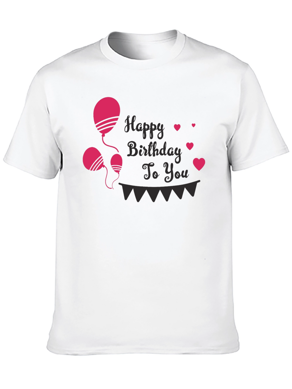 Happy Birthday T-Shirt - Balloons & Hearts