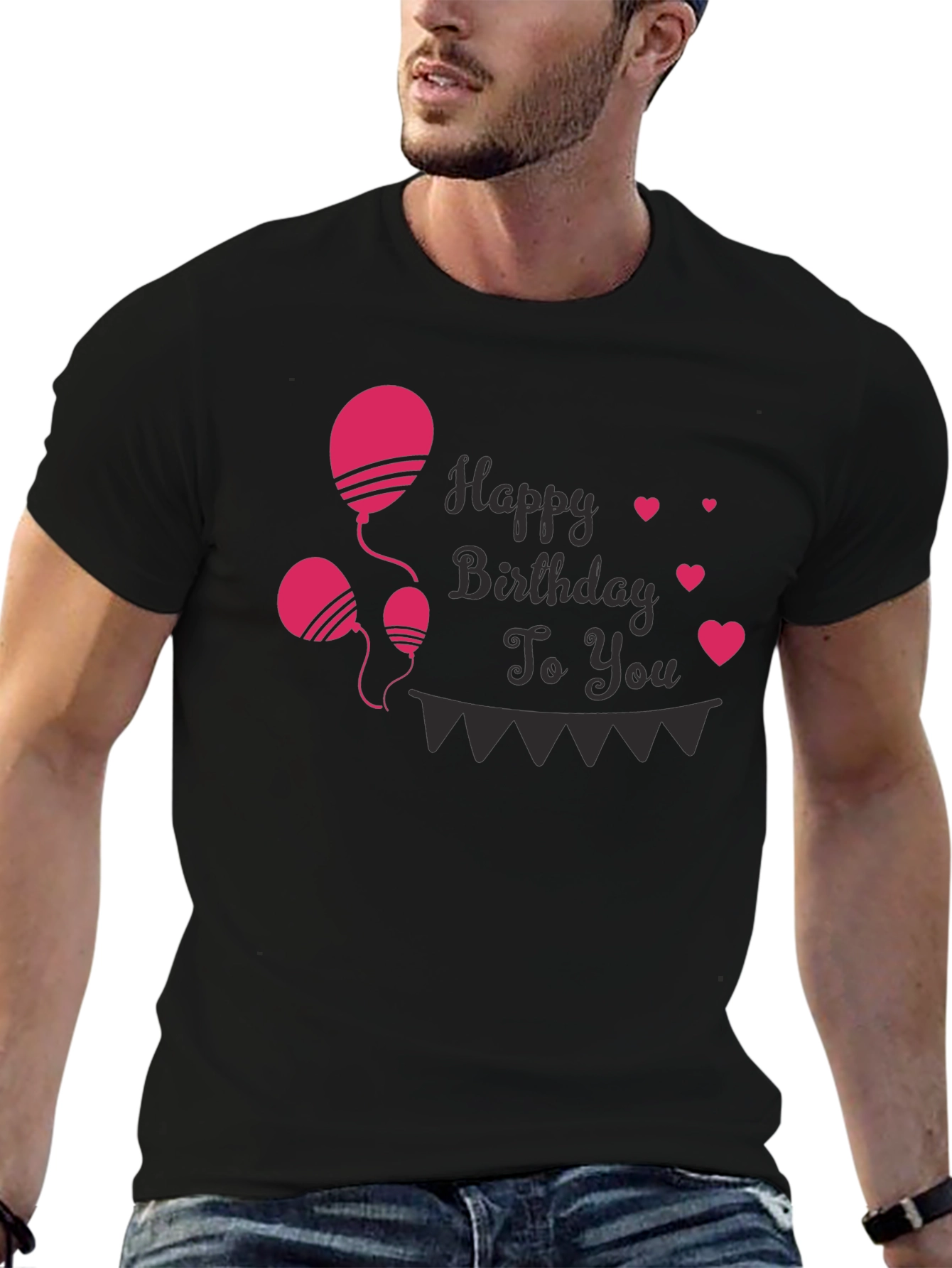 Happy Birthday T-Shirt - Balloons & Hearts