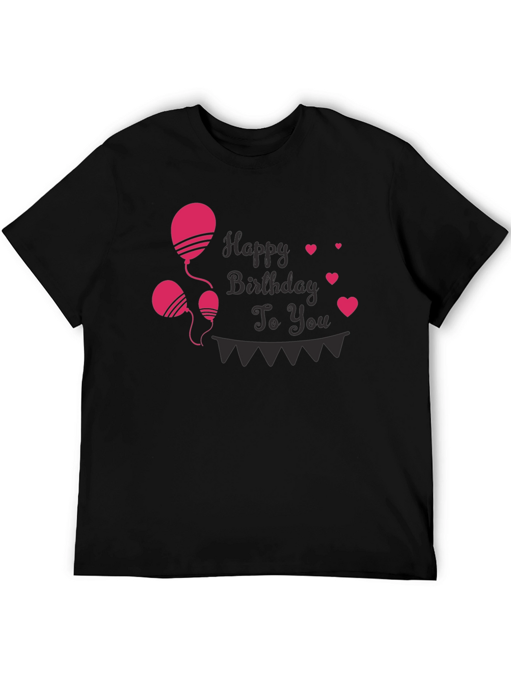 Happy Birthday T-Shirt - Balloons & Hearts