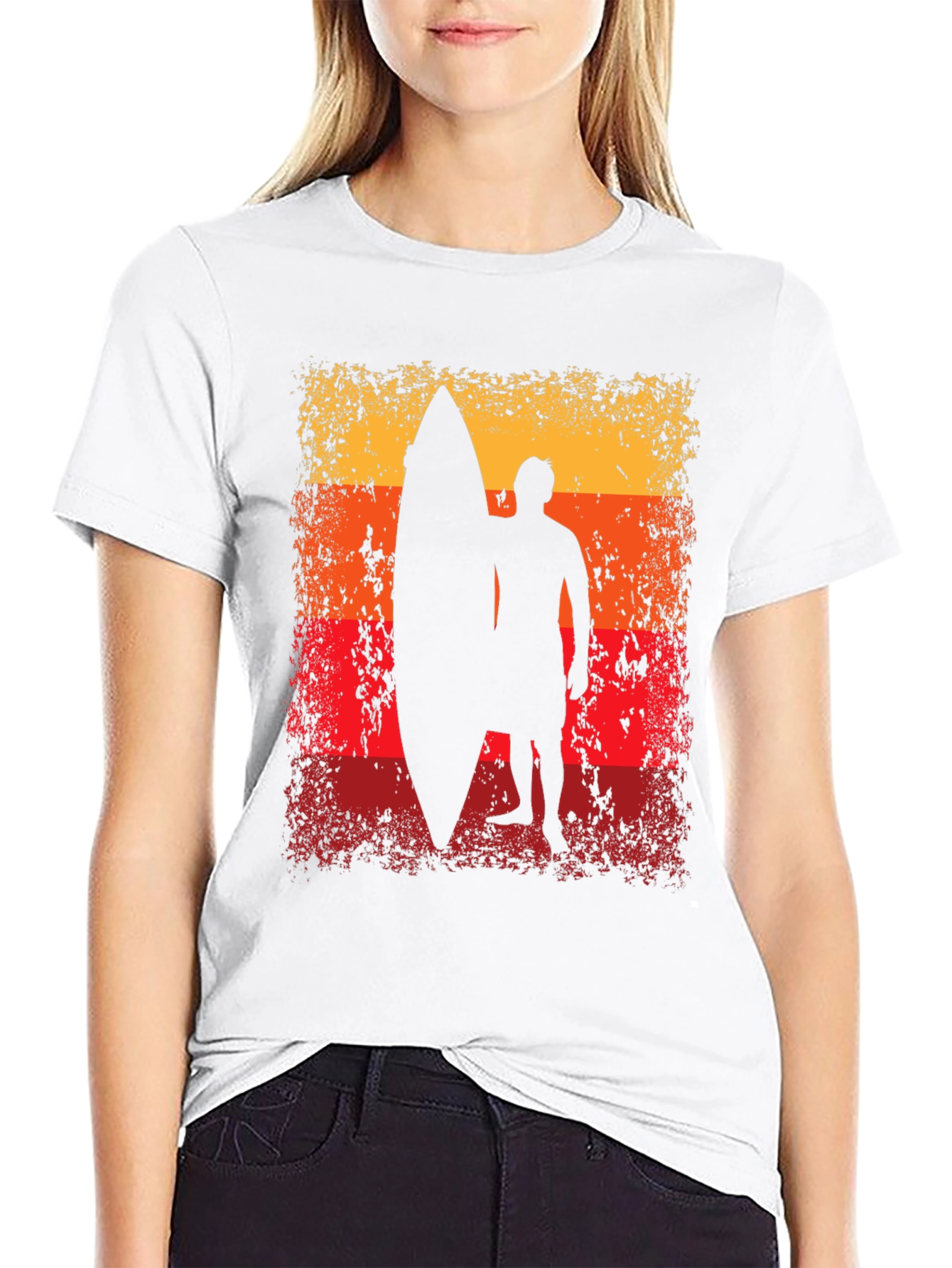 Sunset Surfer Graphic Tee - Black