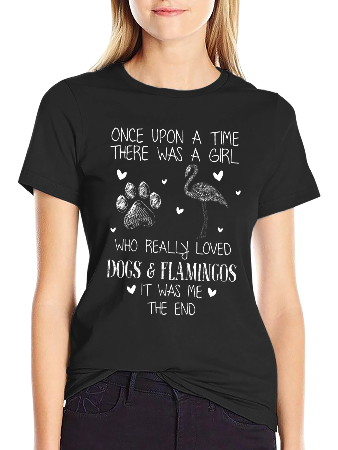 Dogs & Flamingos Lover T-Shirt Girls Story Tee