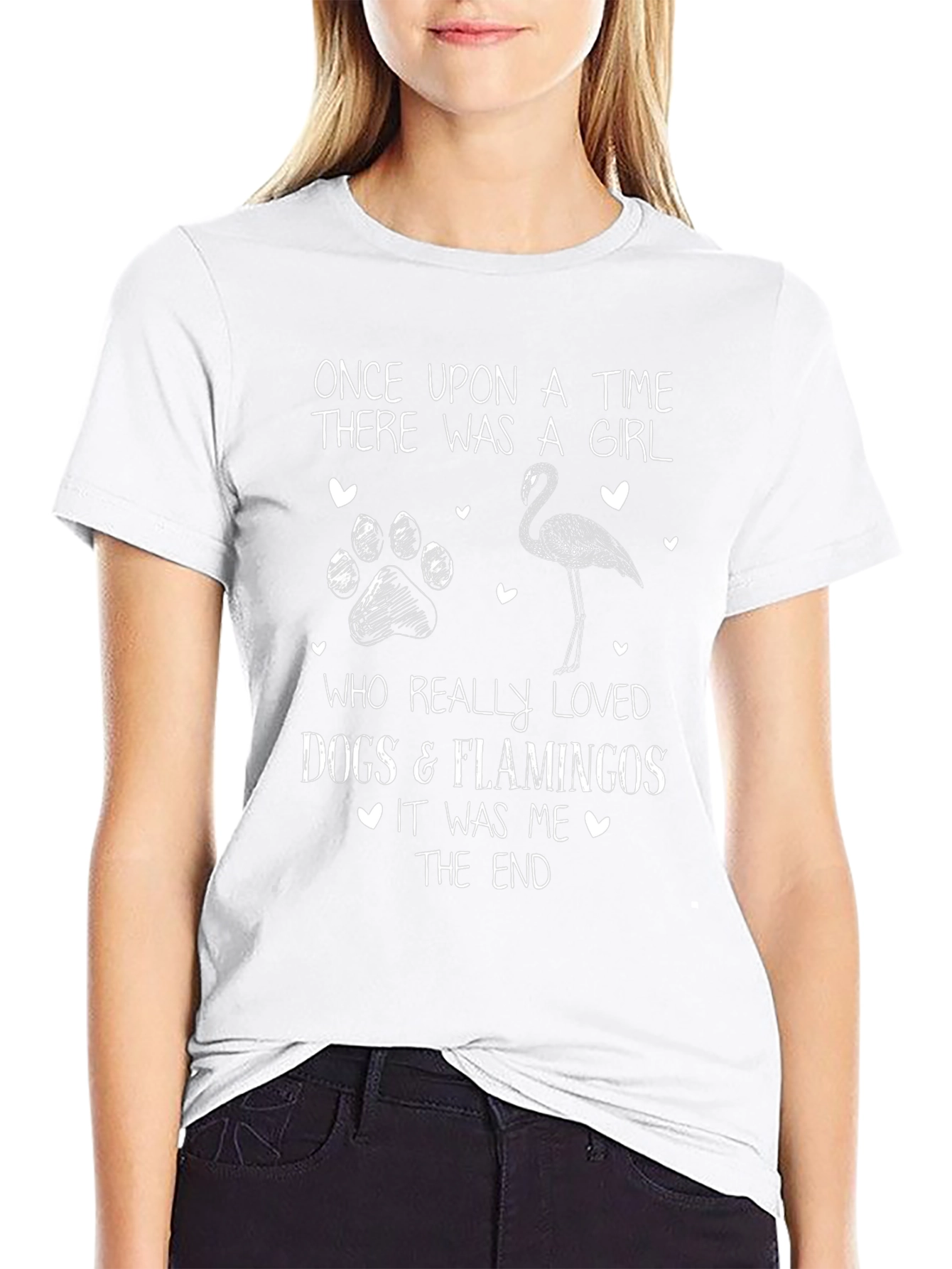 Dogs & Flamingos Lover T-Shirt Girls Story Tee