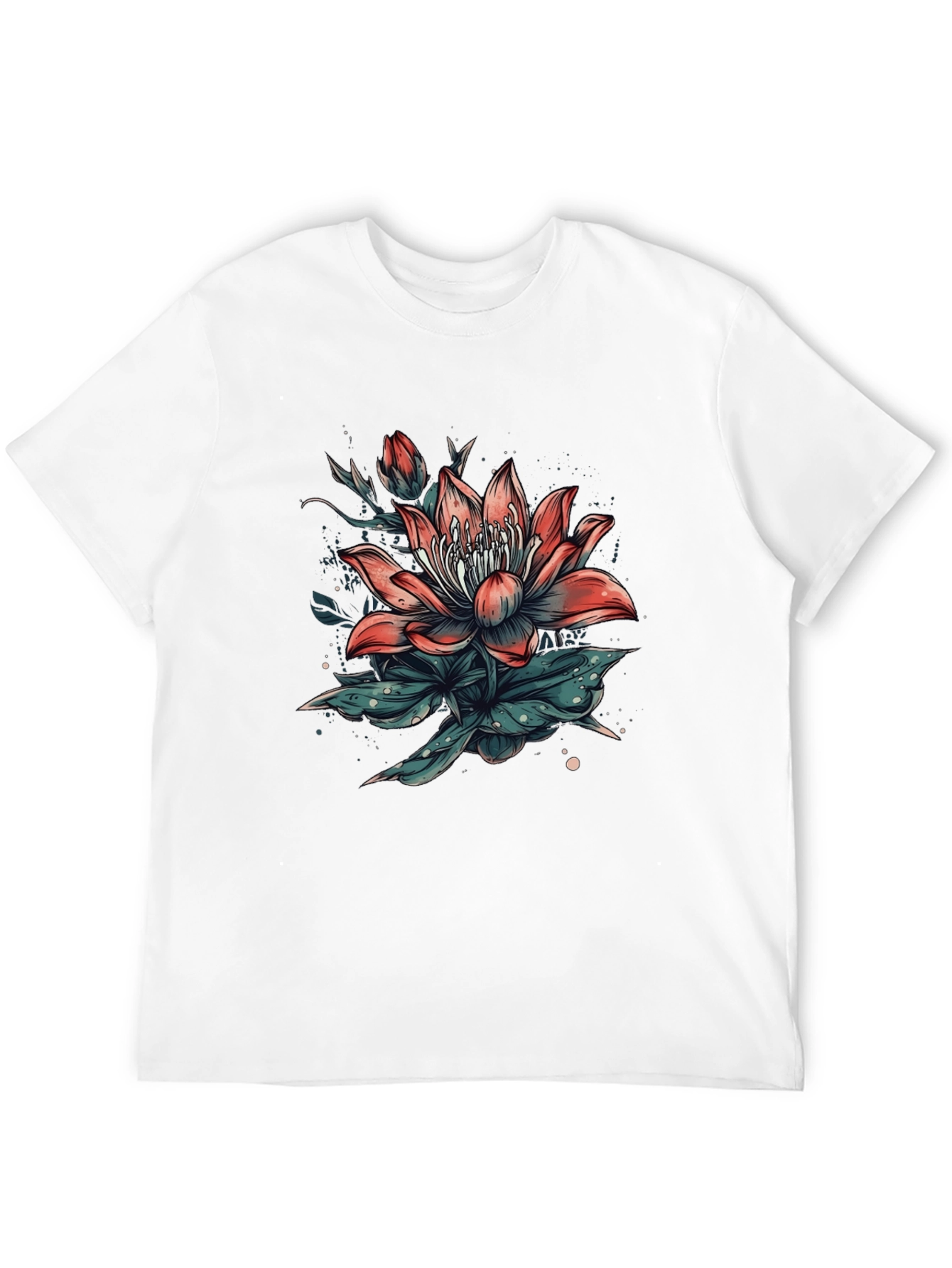 Floral Print Black T-Shirt for Men