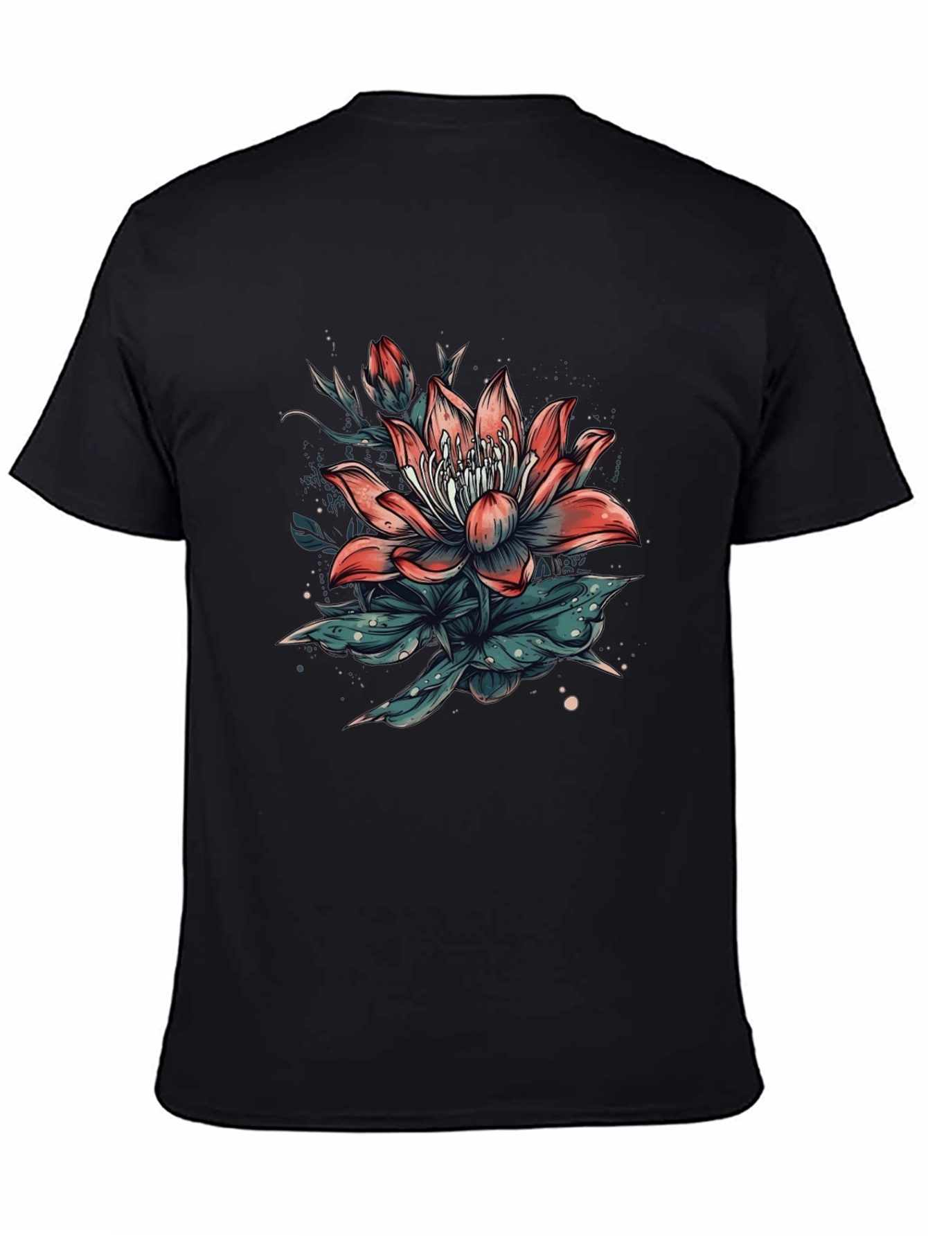 Floral Print Black T-Shirt for Men