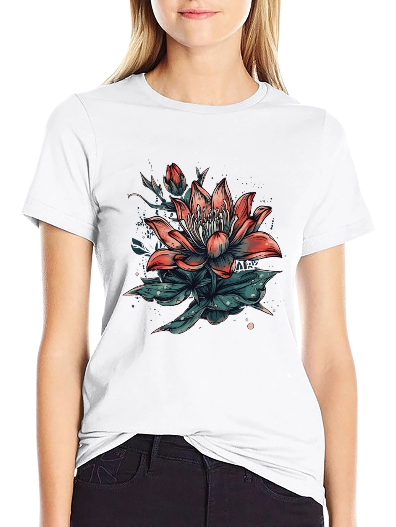 Floral Print Black T-Shirt for Men
