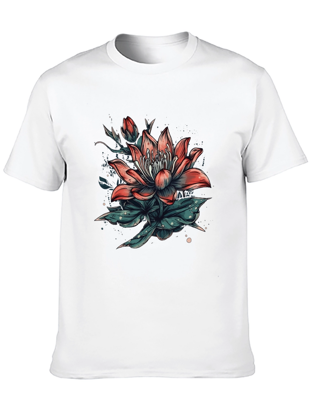 Floral Print Black T-Shirt for Men