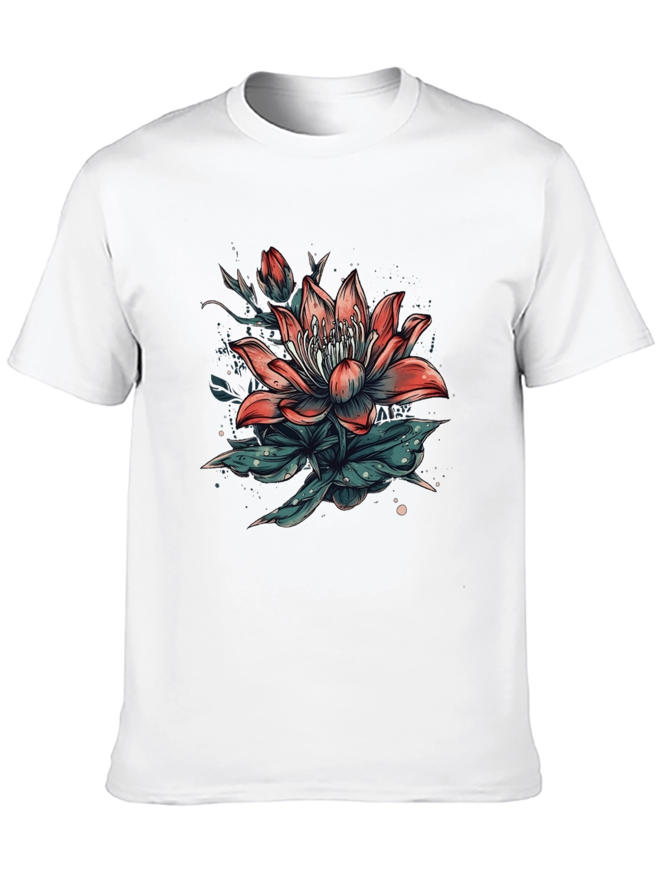 Floral Print Black T-Shirt for Men