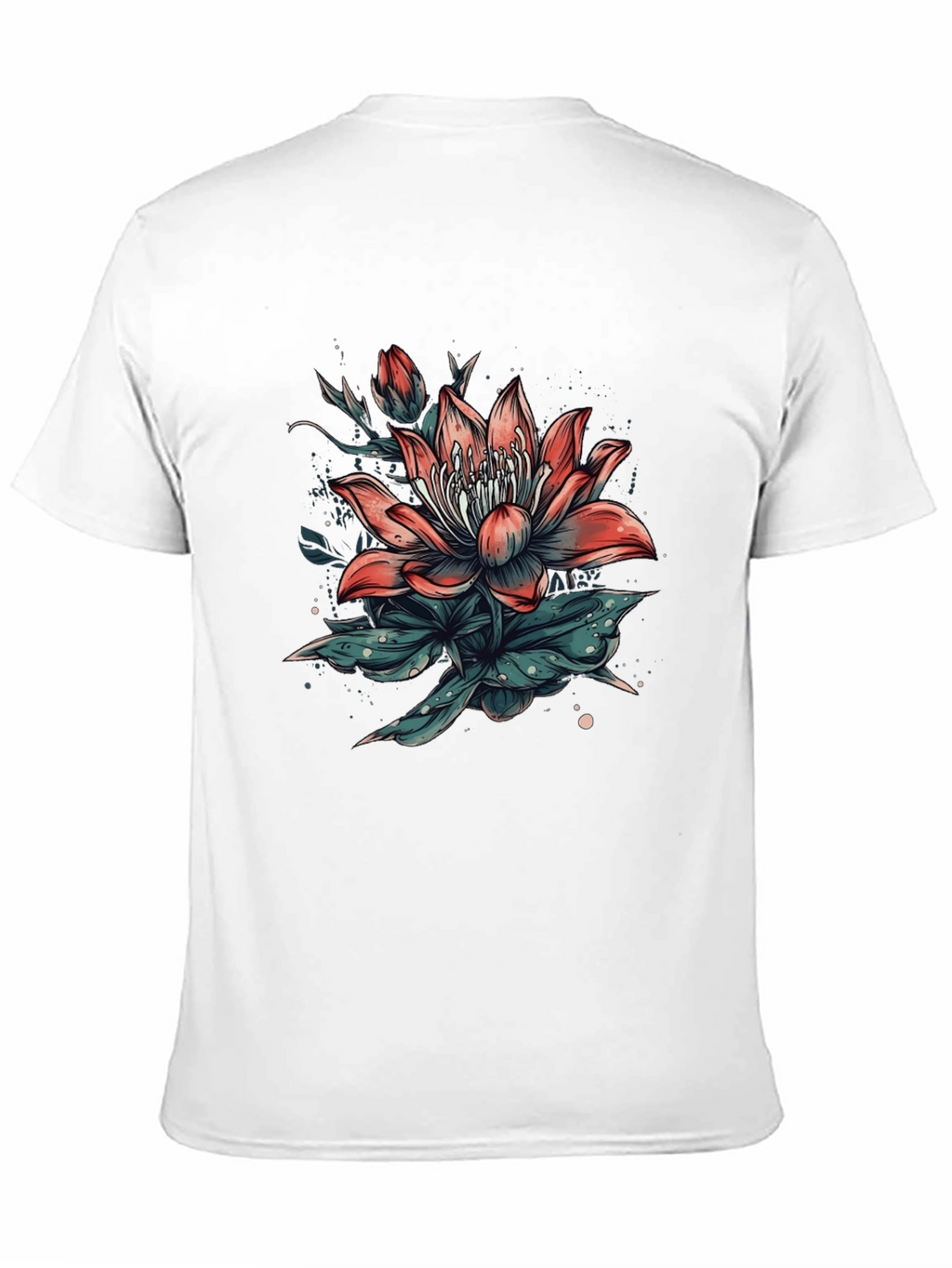 Floral Print Black T-Shirt for Men