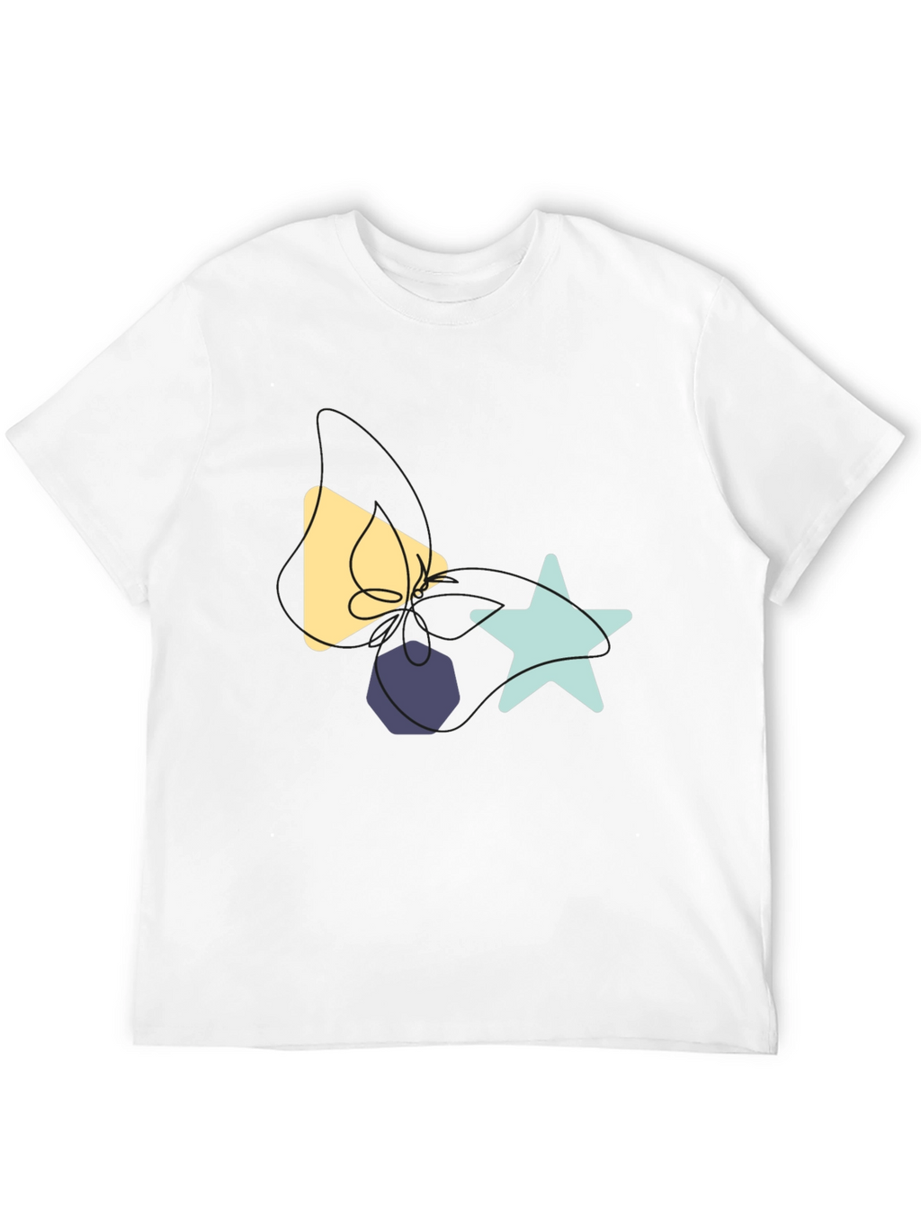Abstract Shapes Graphic Tee - Black Cotton T-Shirt