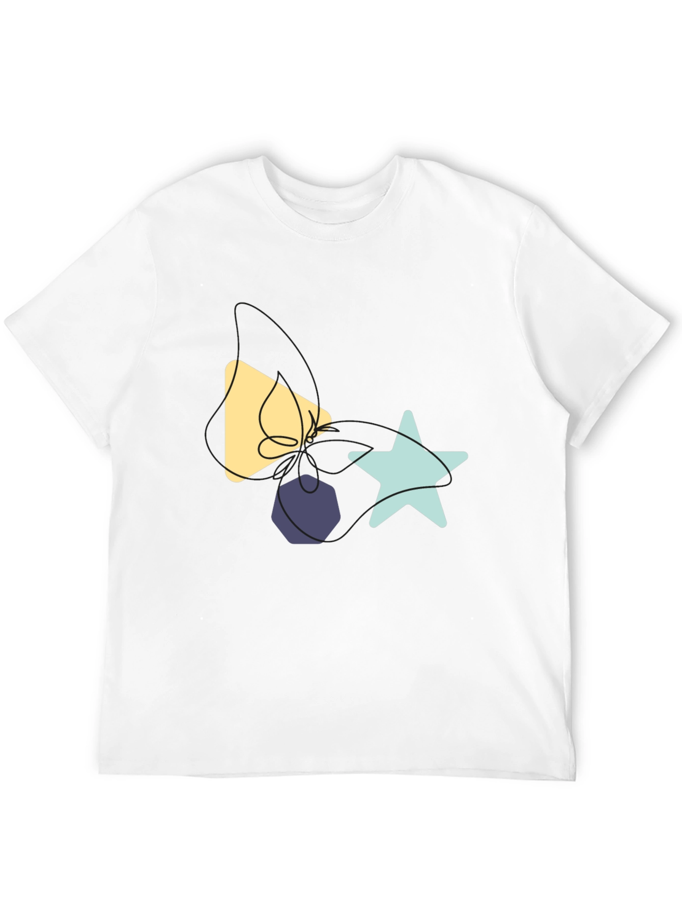Abstract Shapes Graphic Tee - Black Cotton T-Shirt