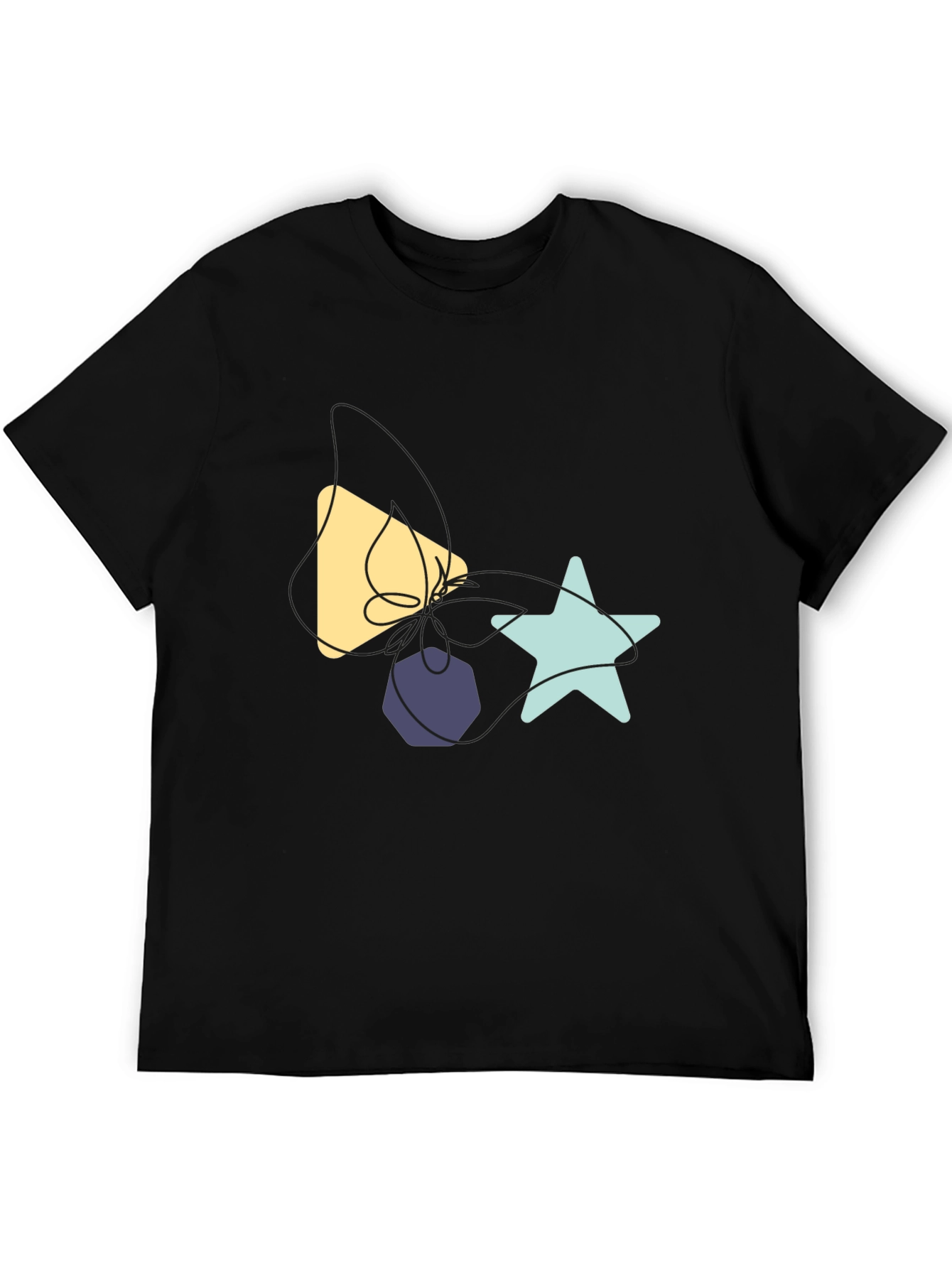 Abstract Shapes Graphic Tee - Black Cotton T-Shirt