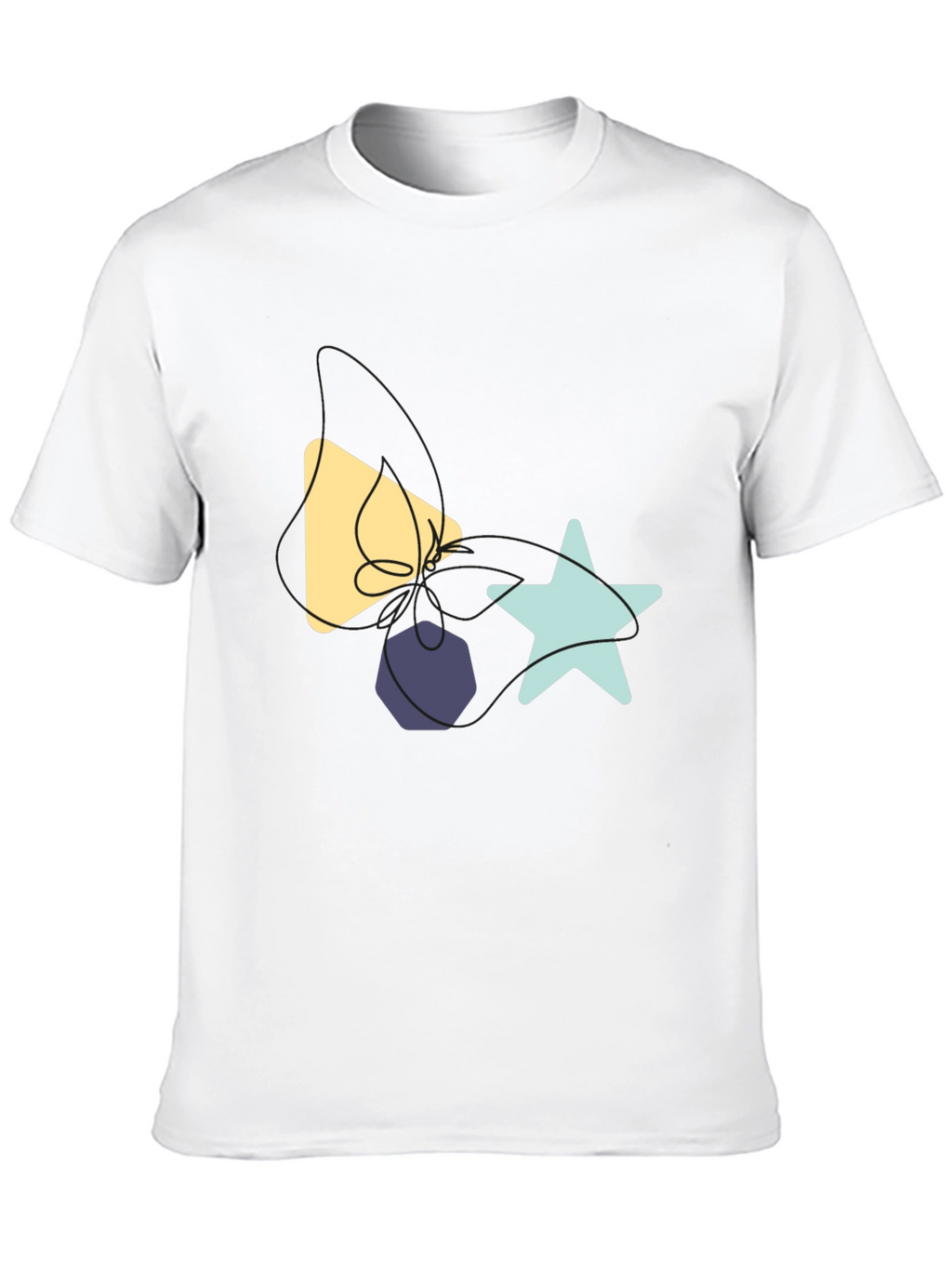 Abstract Shapes Graphic Tee - Black Cotton T-Shirt