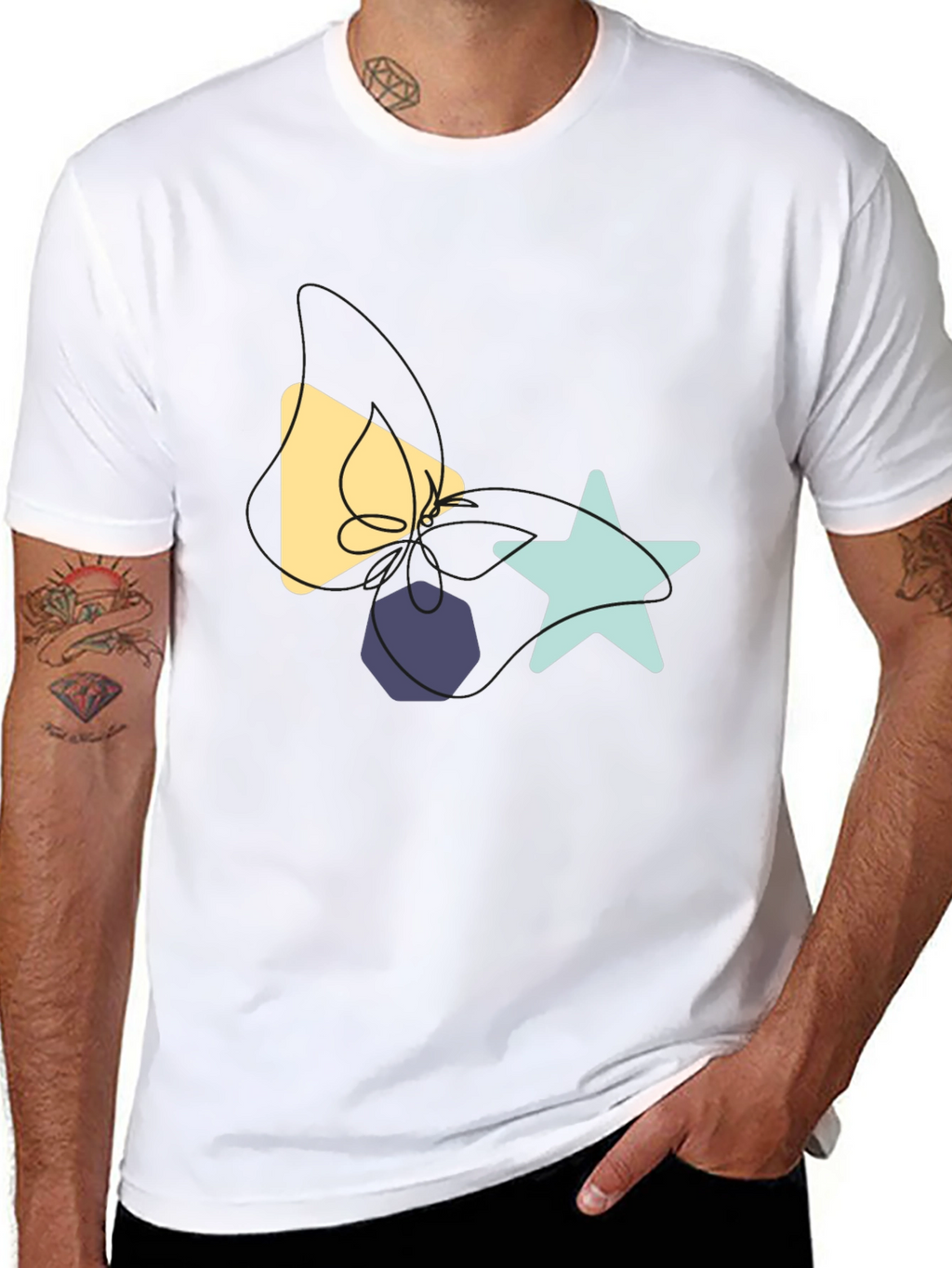Abstract Shapes Graphic Tee - Black Cotton T-Shirt