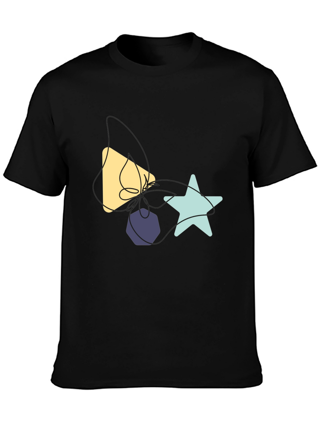 Abstract Shapes Graphic Tee - Black Cotton T-Shirt